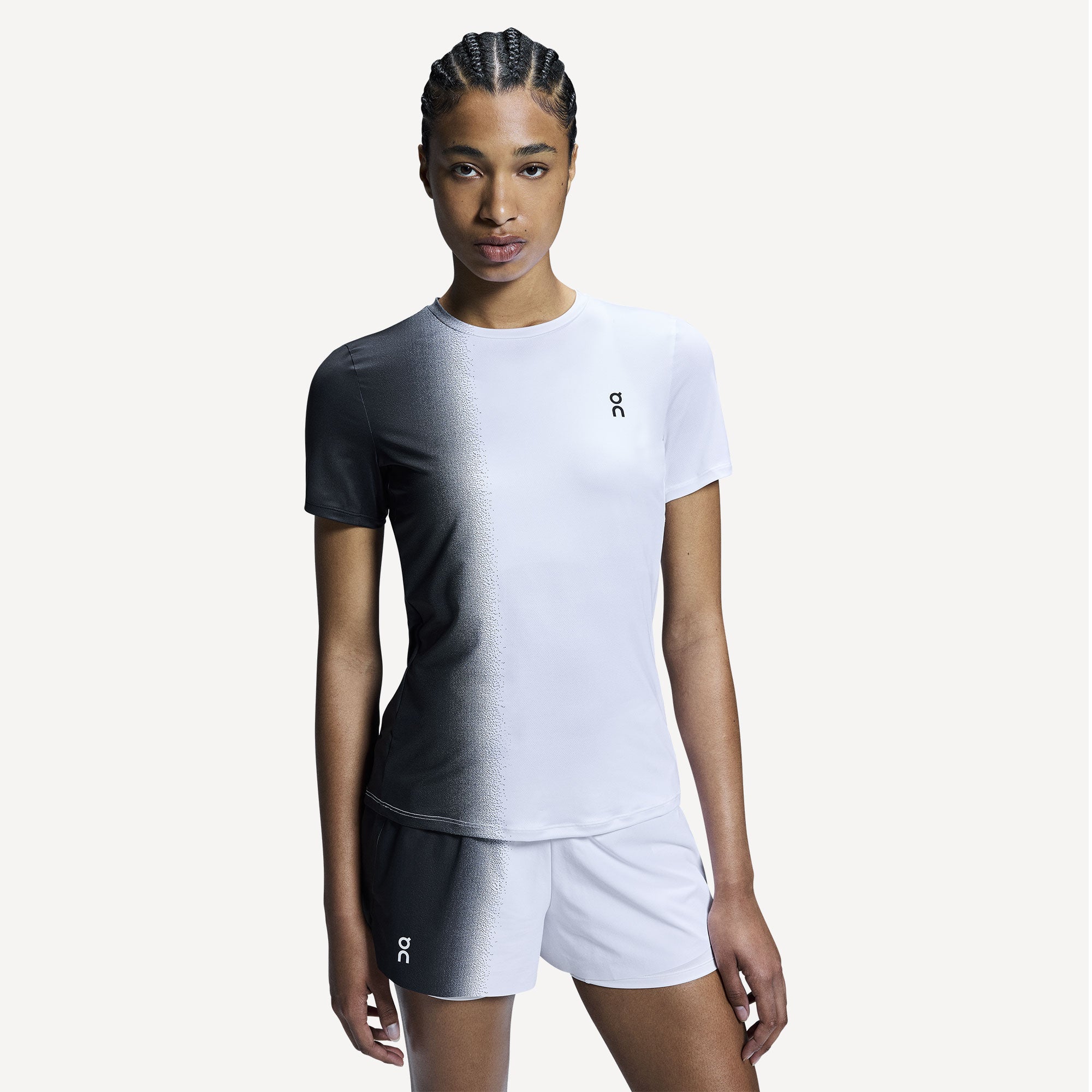 On Court Women's Tennis Shirt - Black/White (5)