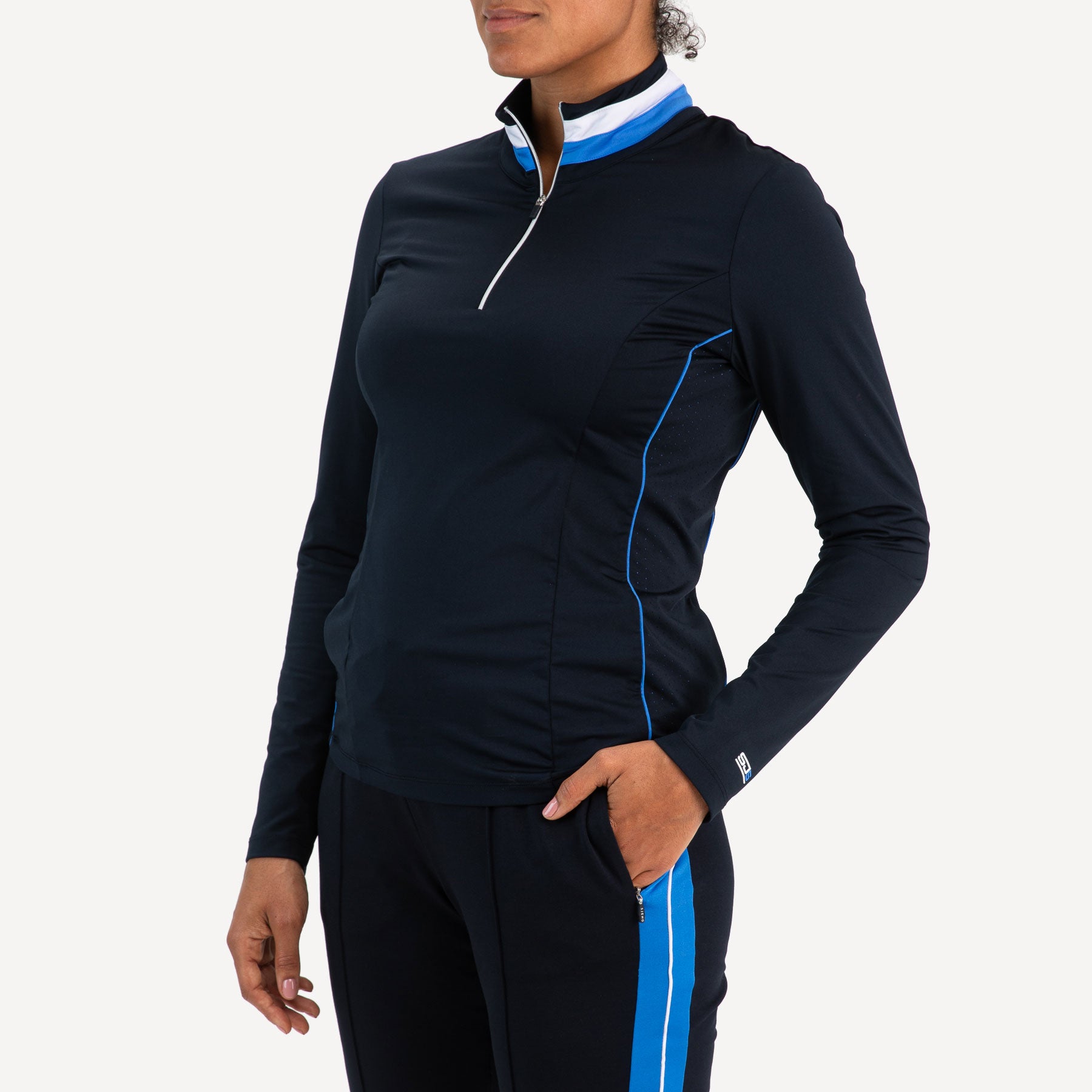 Sjeng Sports Dorit Women's Long-Sleeve Zip Tennis Polo - Dark Blue (1)