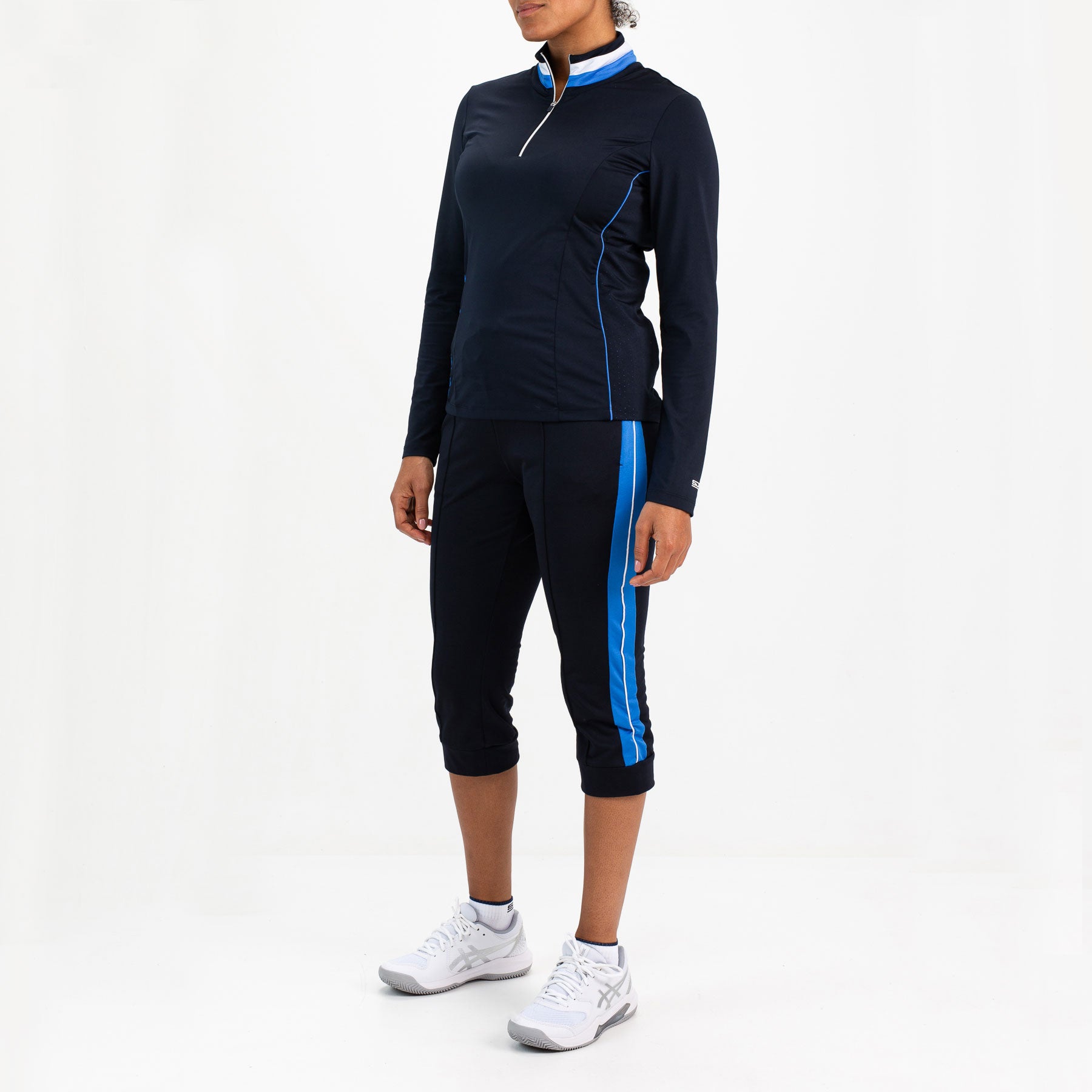 Sjeng Sports Dorit Women's Long-Sleeve Zip Tennis Polo - Dark Blue (4)