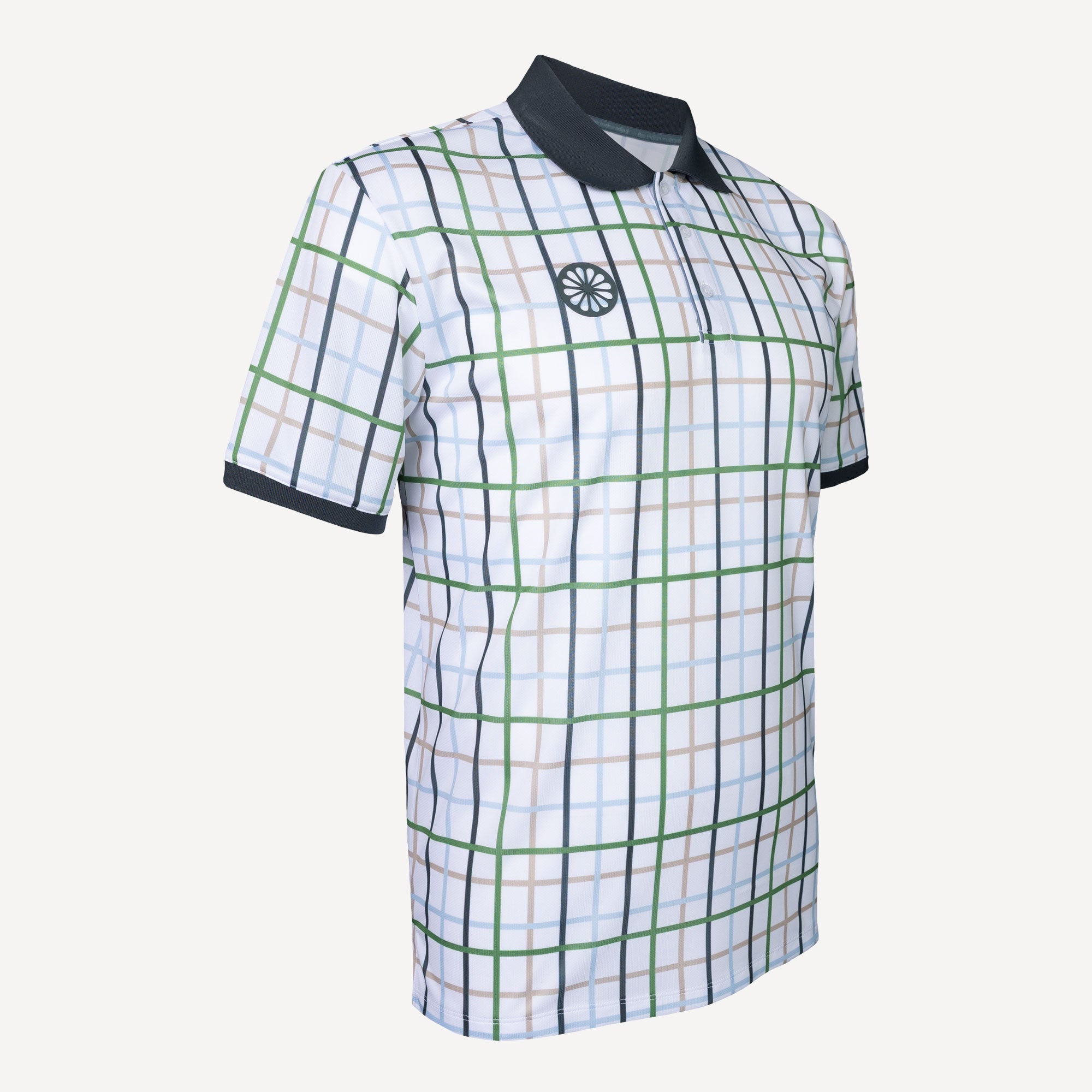 The Indian Maharadja Men's Checked Pique Tennis Polo - White (2)