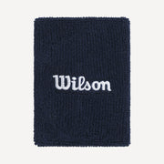 Wilson Logo Wide Tennis Wristbands - Dark Blue (1)