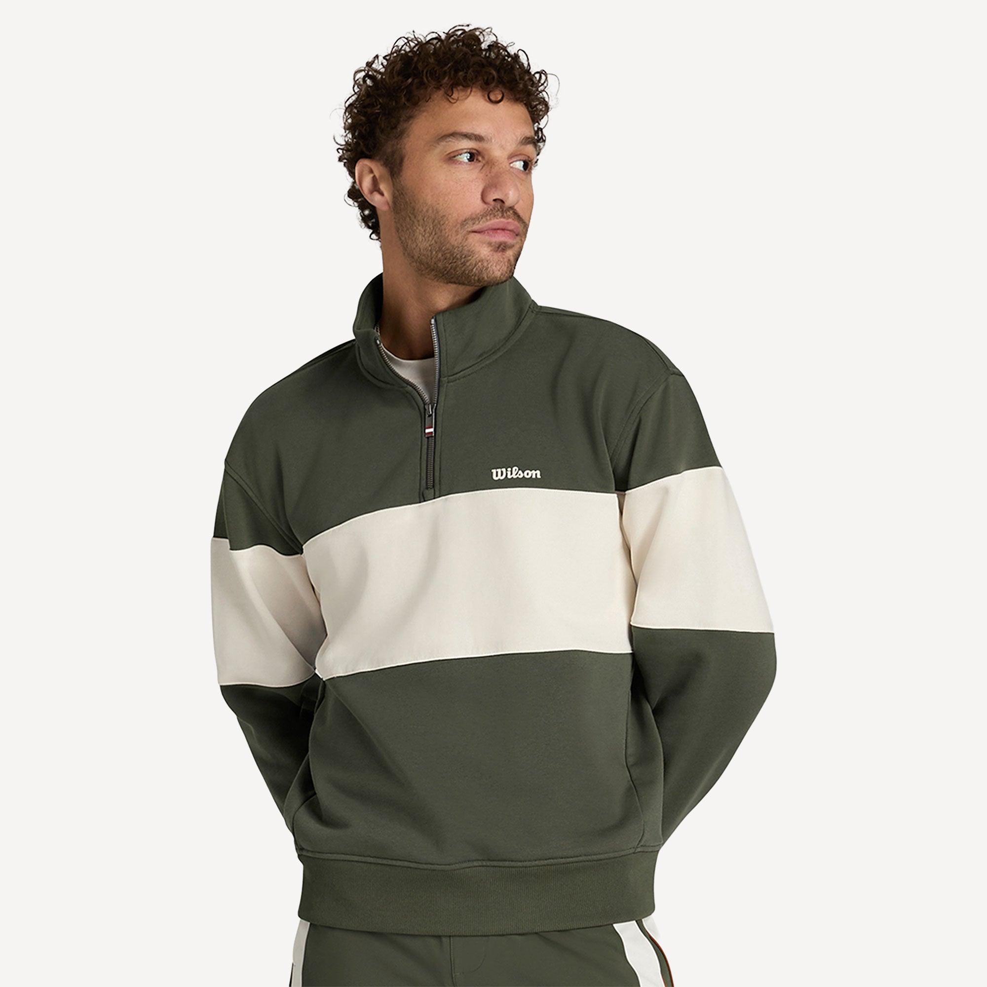 Wilson Playstate Men's Half-Zip Tennis Sweater - Green (1)