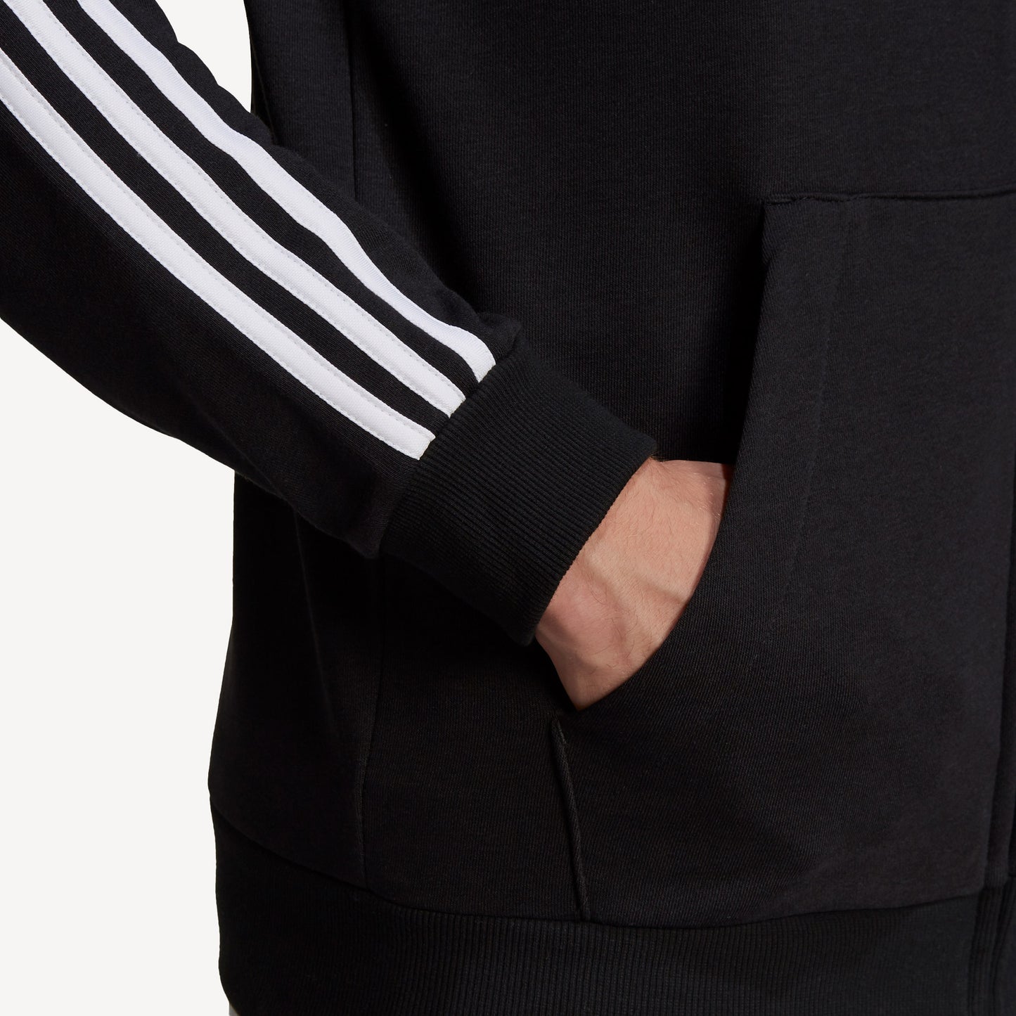 adidas Essentials Men's 3-Stripe Full-Zip Hoodie Black (5)