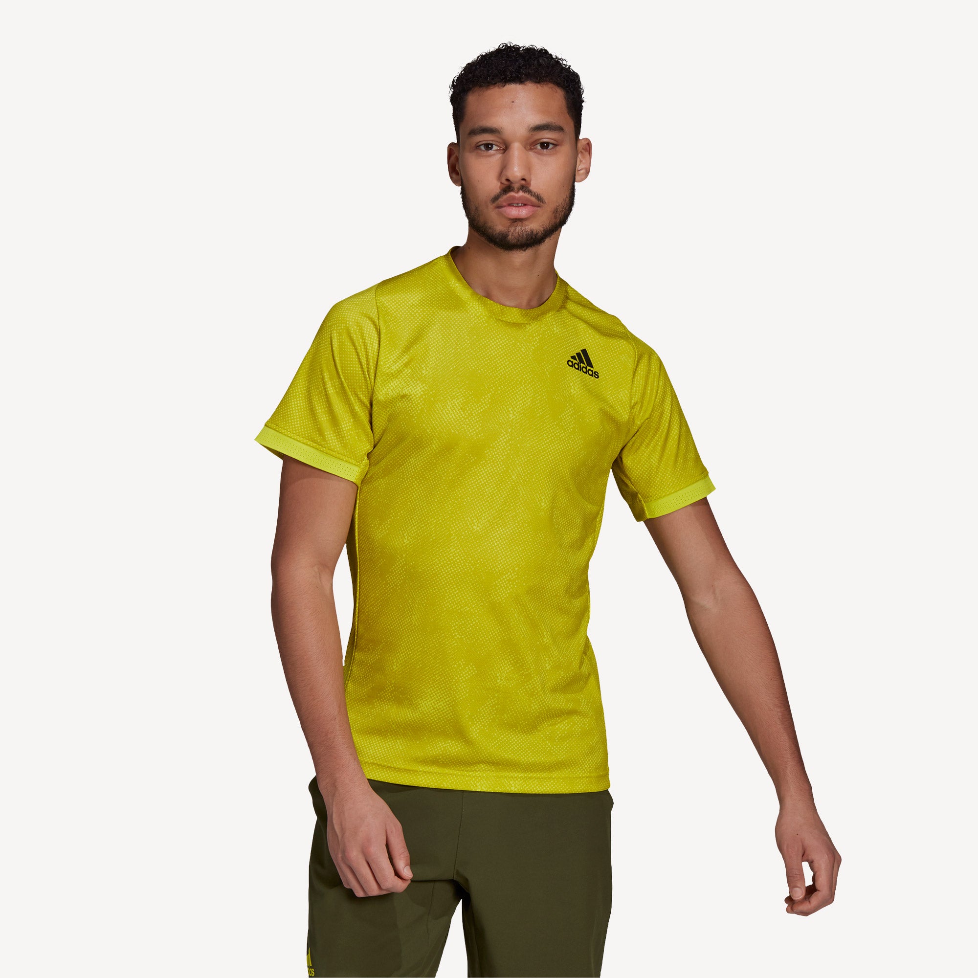 adidas Freelift Primeblue Men's Printed Tennis Shirt Yellow (1)