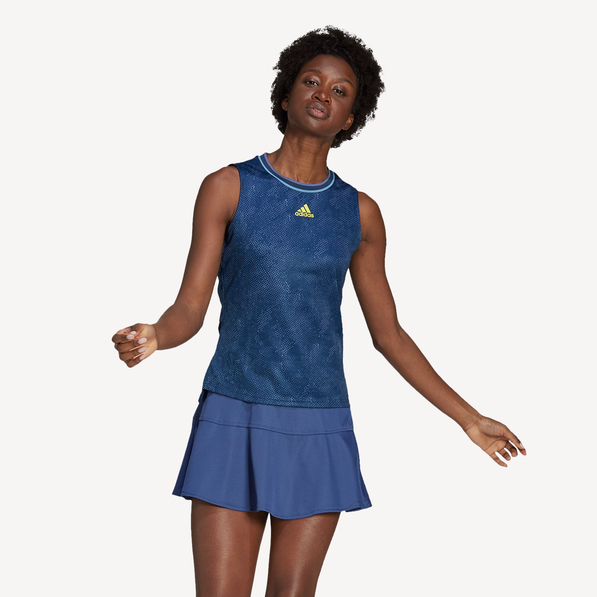 adidas Match Primeblue Women's Printed Tennis Tank Blue (1)