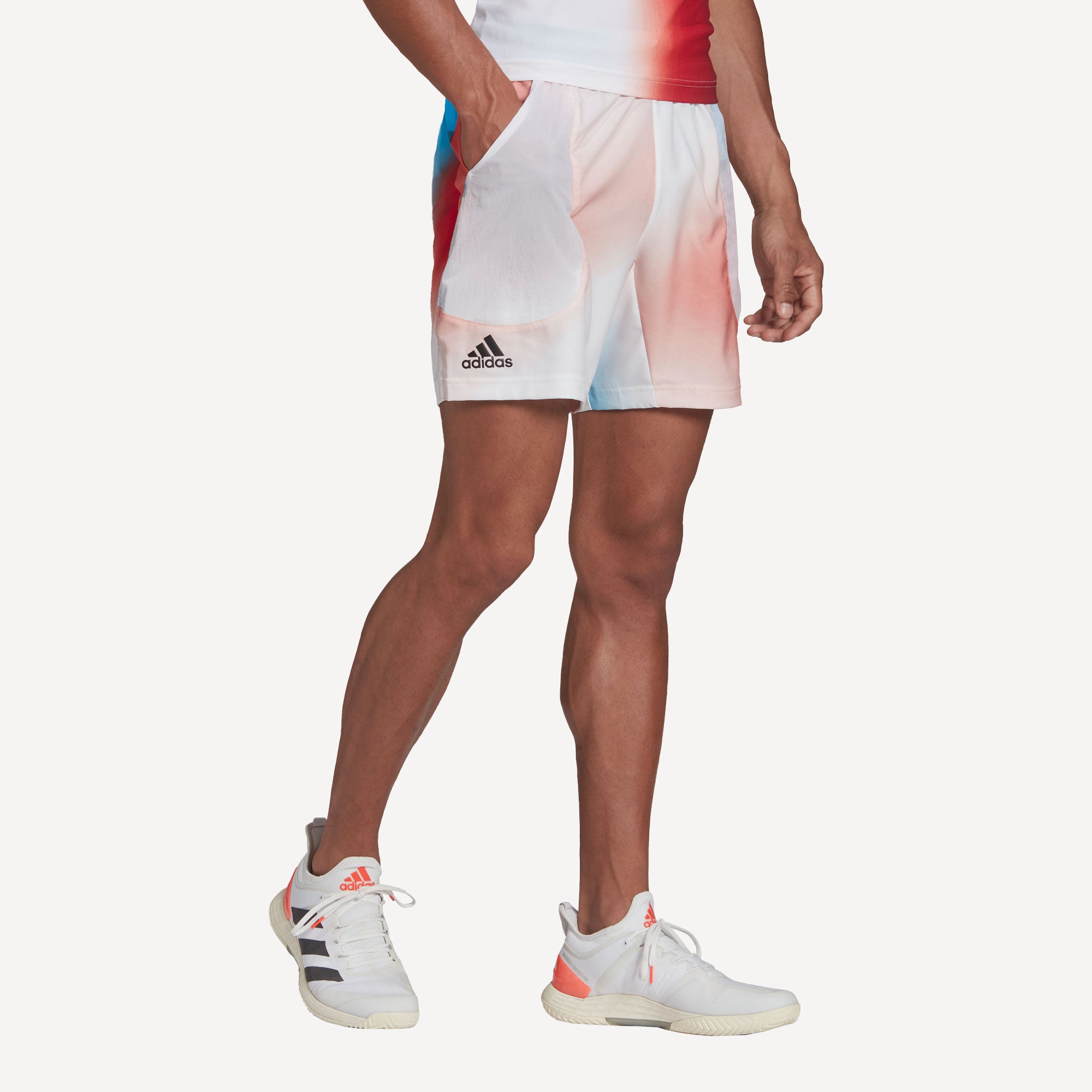 adidas Melbourne Men's Printed 7-Inch Tennis Shorts White (1)