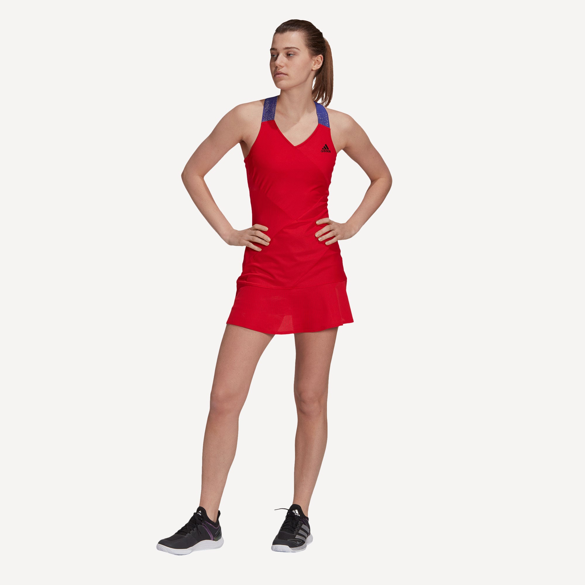 adidas Primeblue AeroReady Women's Y Tennis Dress Red (1)