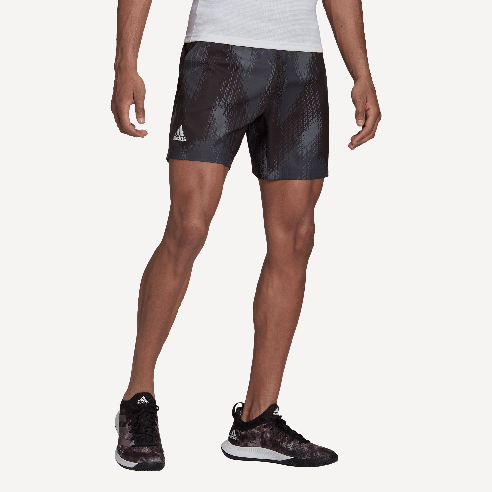 adidas Primeblue Men's Printed 7-Inch Tennis Shorts Grey (1)