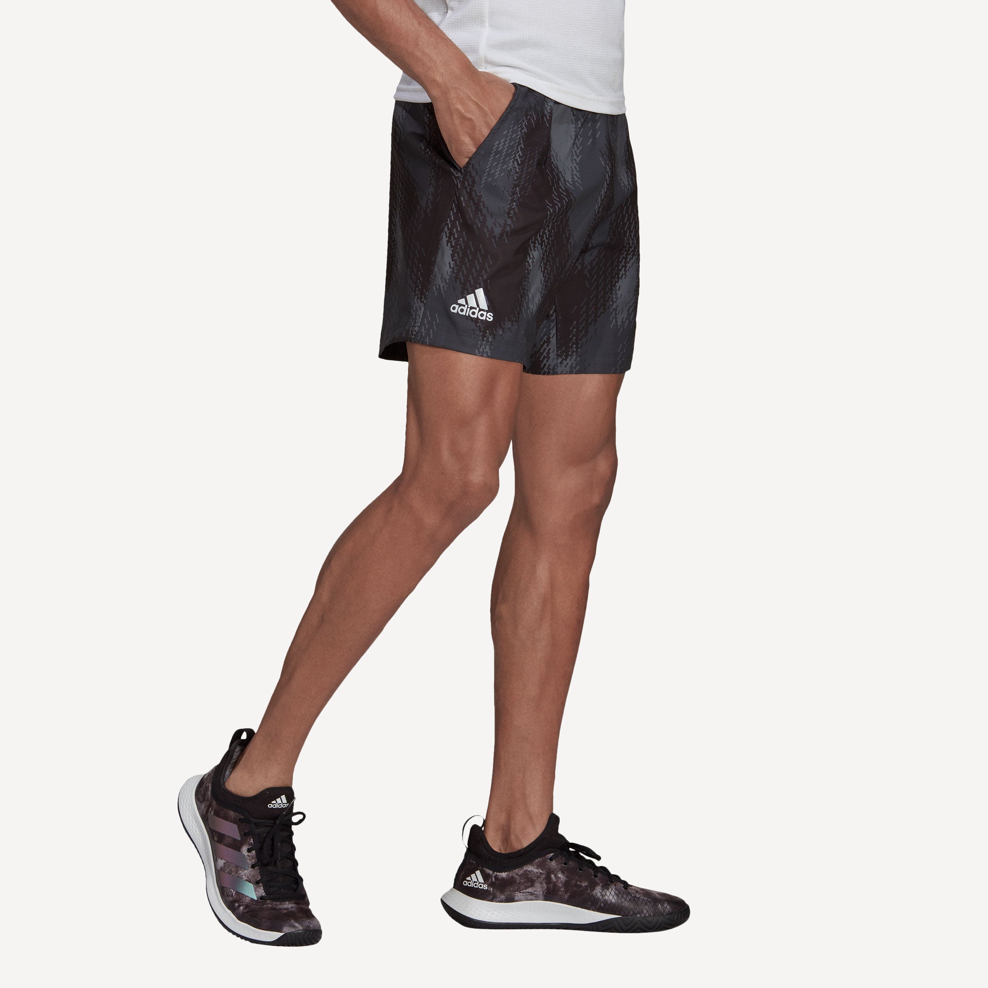 adidas Primeblue Men's Printed 7-Inch Tennis Shorts Grey (3)