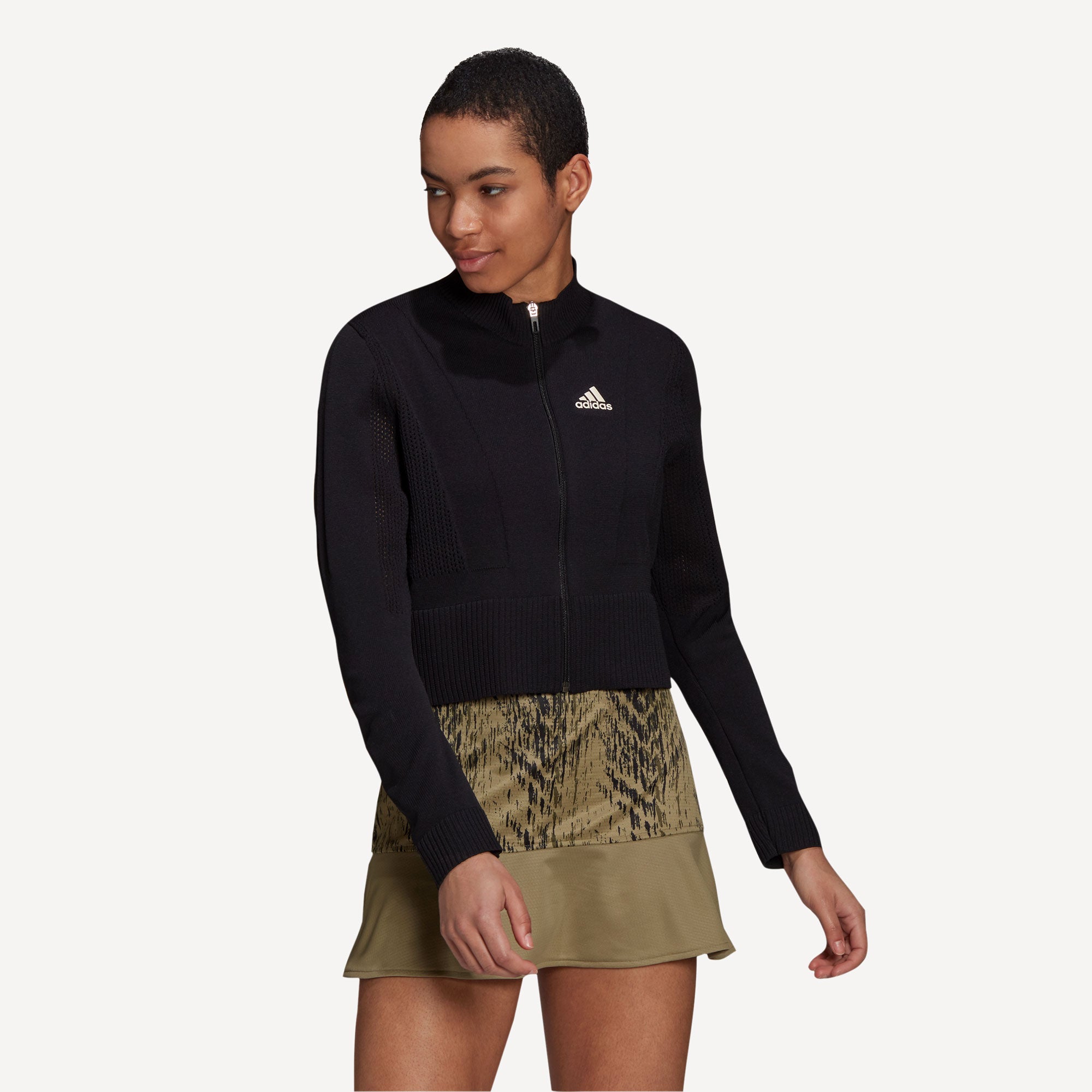 adidas Primeknit Women's Tennis Jacket Black (1)