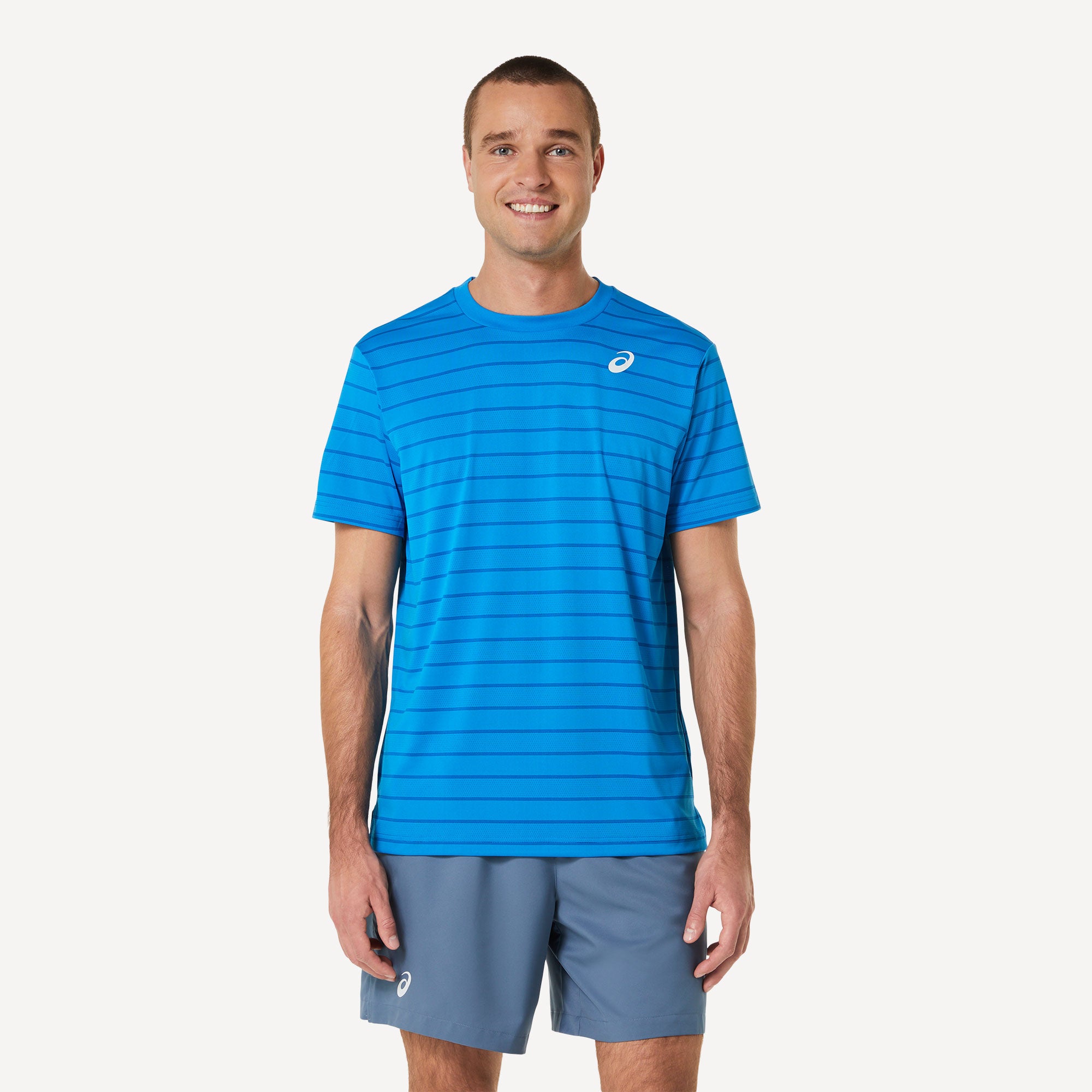 ASICS Court Men's Striped Tennis Shirt Blue (1)