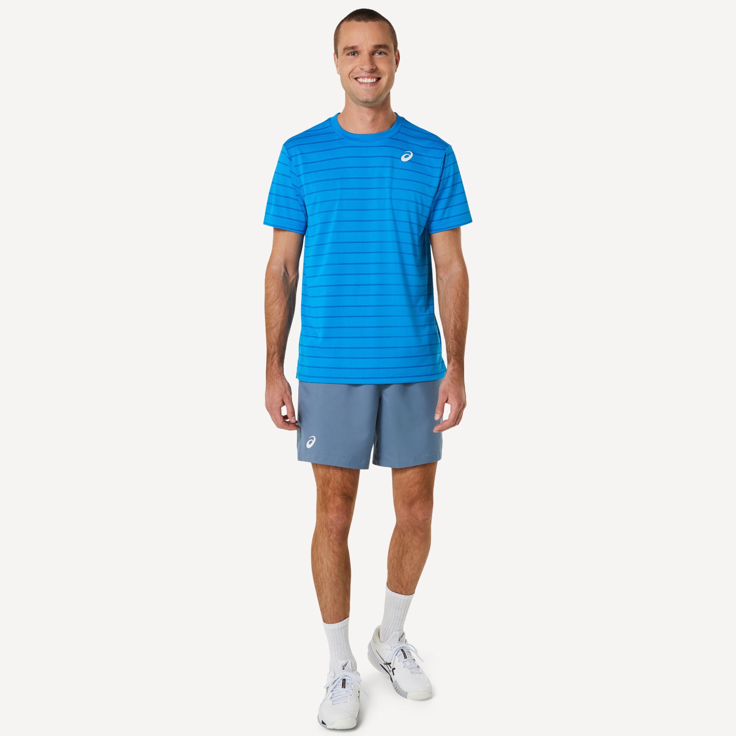 ASICS Court Men's Striped Tennis Shirt Blue (5)