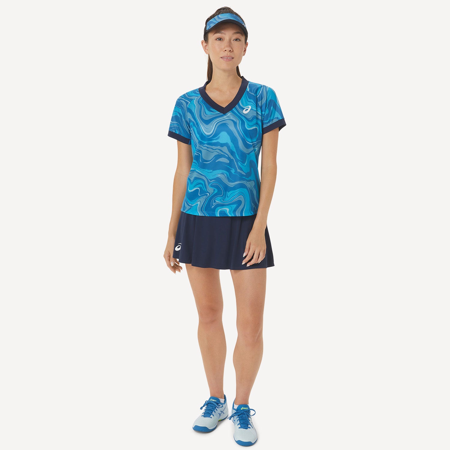 ASICS Match Women's Graphic Tennis Shirt Blue (5)