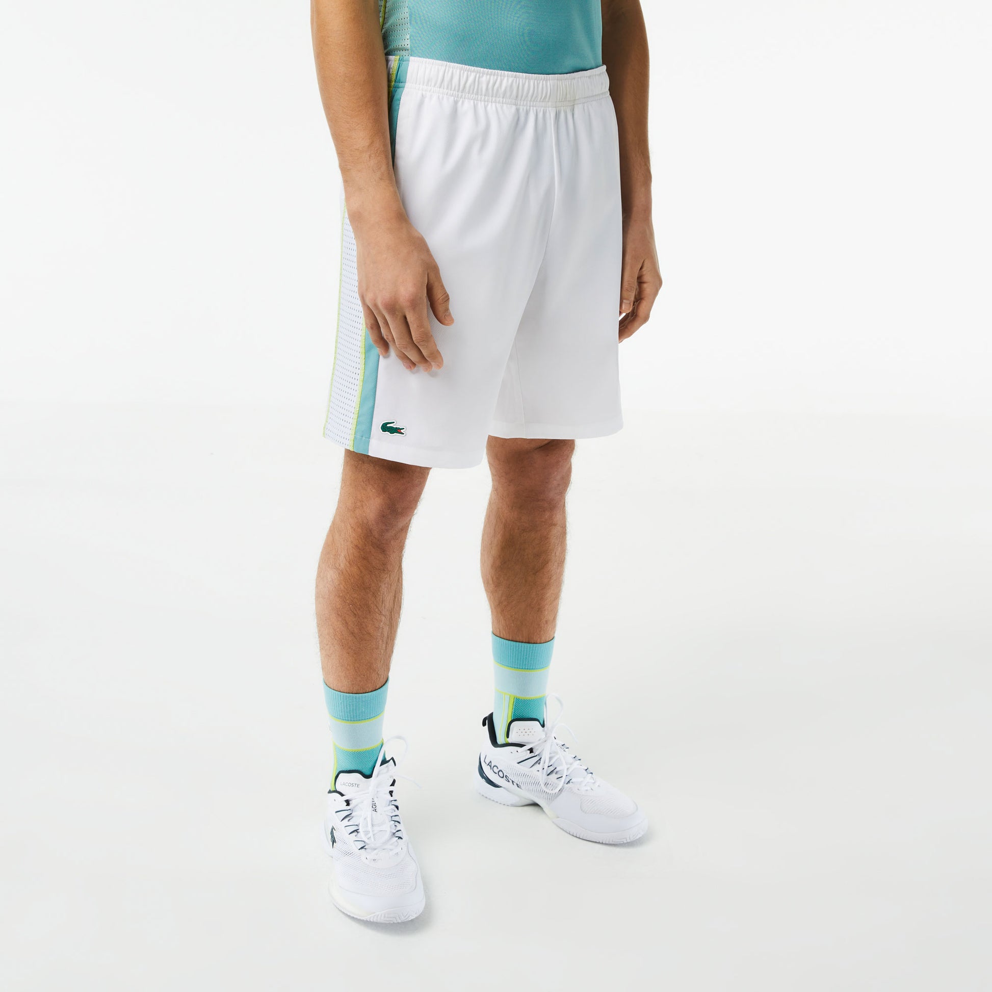 Lacoste Men's Striped Tennis Shorts White (1)