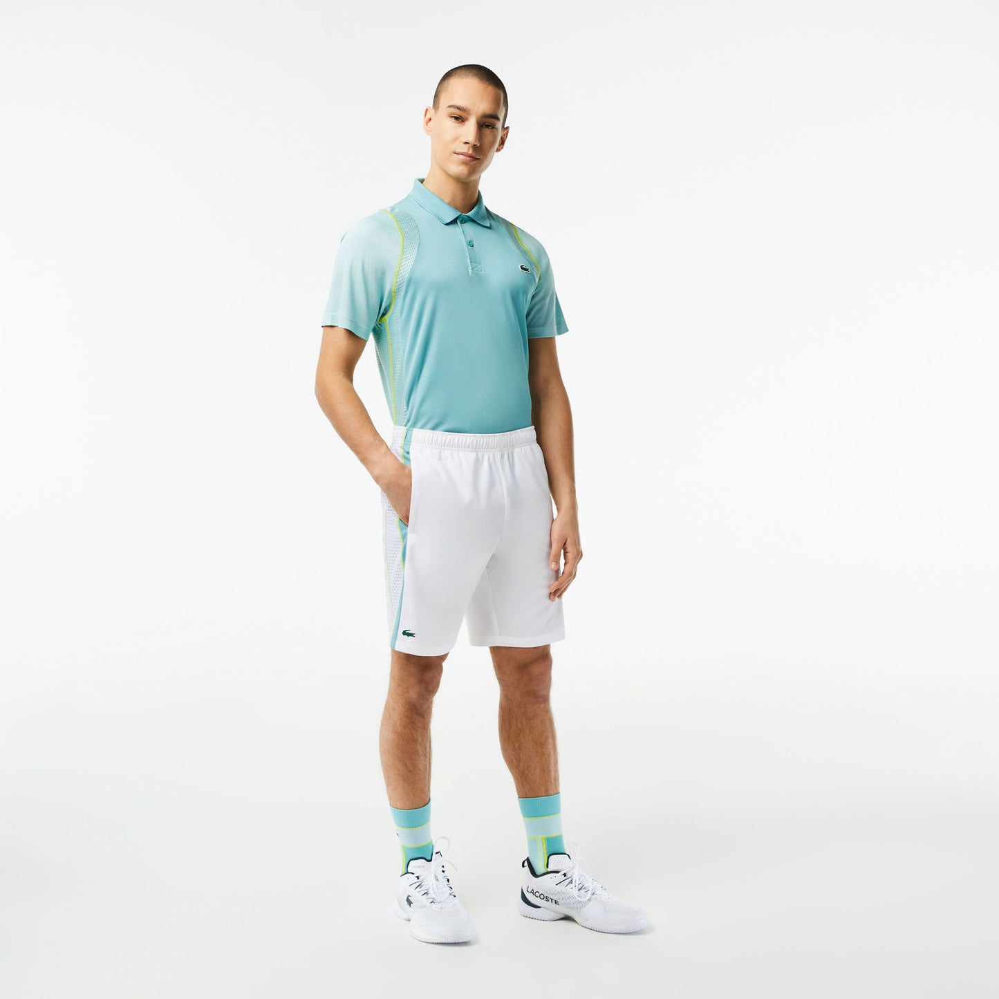 Lacoste Men's Striped Tennis Shorts White (3)