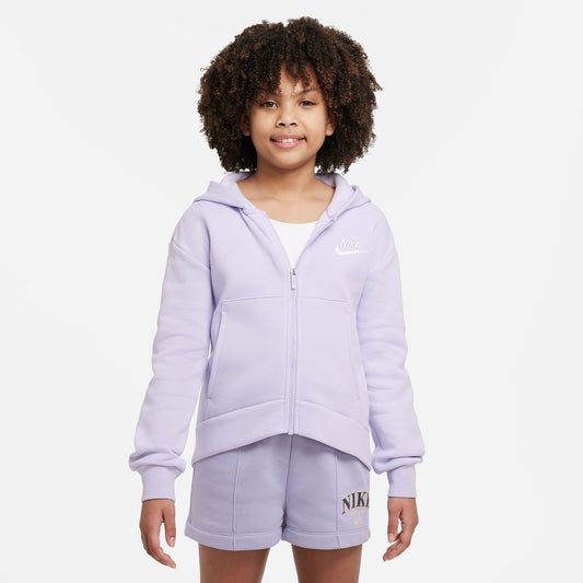 Nike Club Girls' Fleece Full-Zip Hoodie Purple (1)