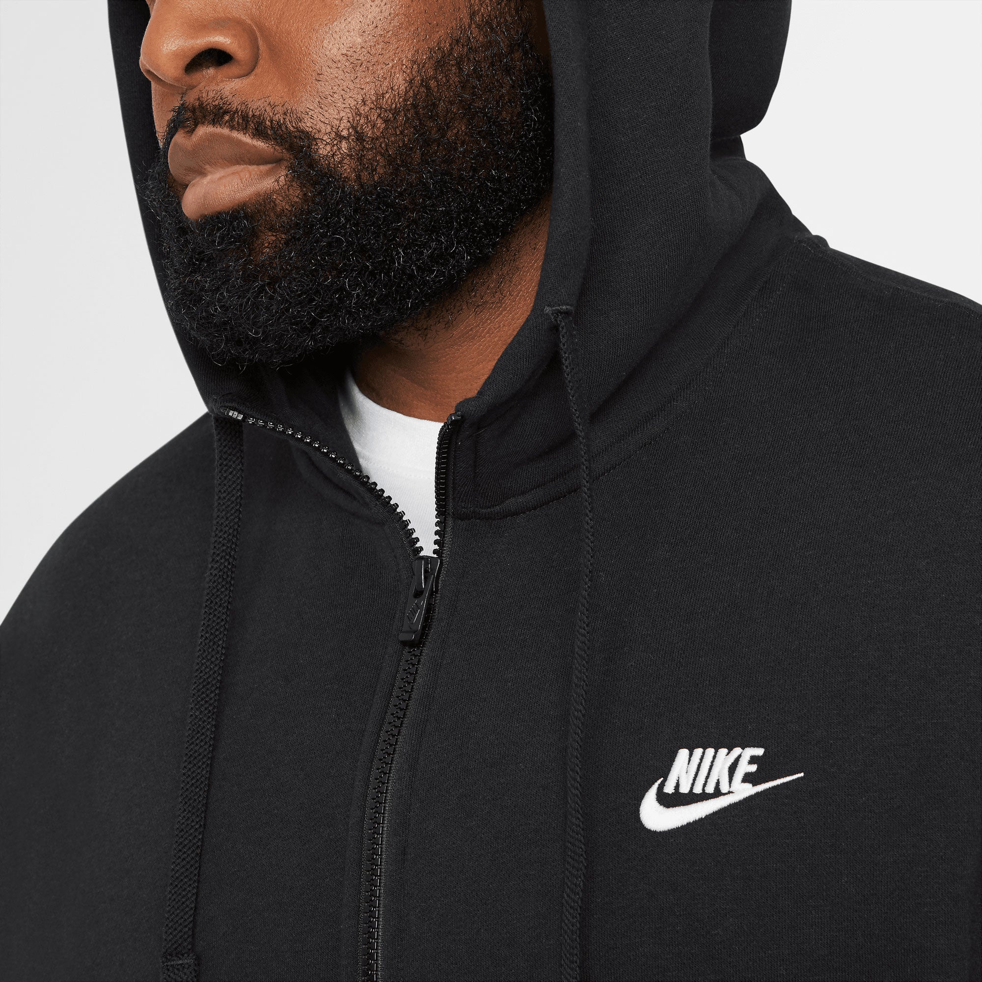 Nike Club Men's Fleece Full-Zip Hoodie Black (4)