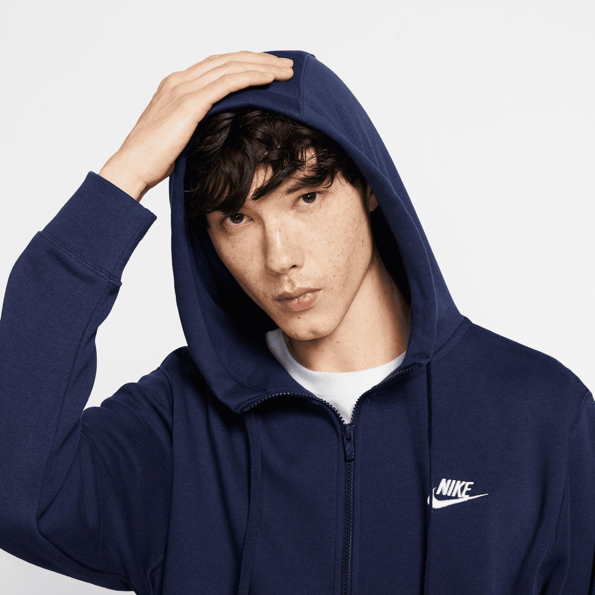 Nike Club Men's Fleece Full-Zip Hoodie Blue (3)
