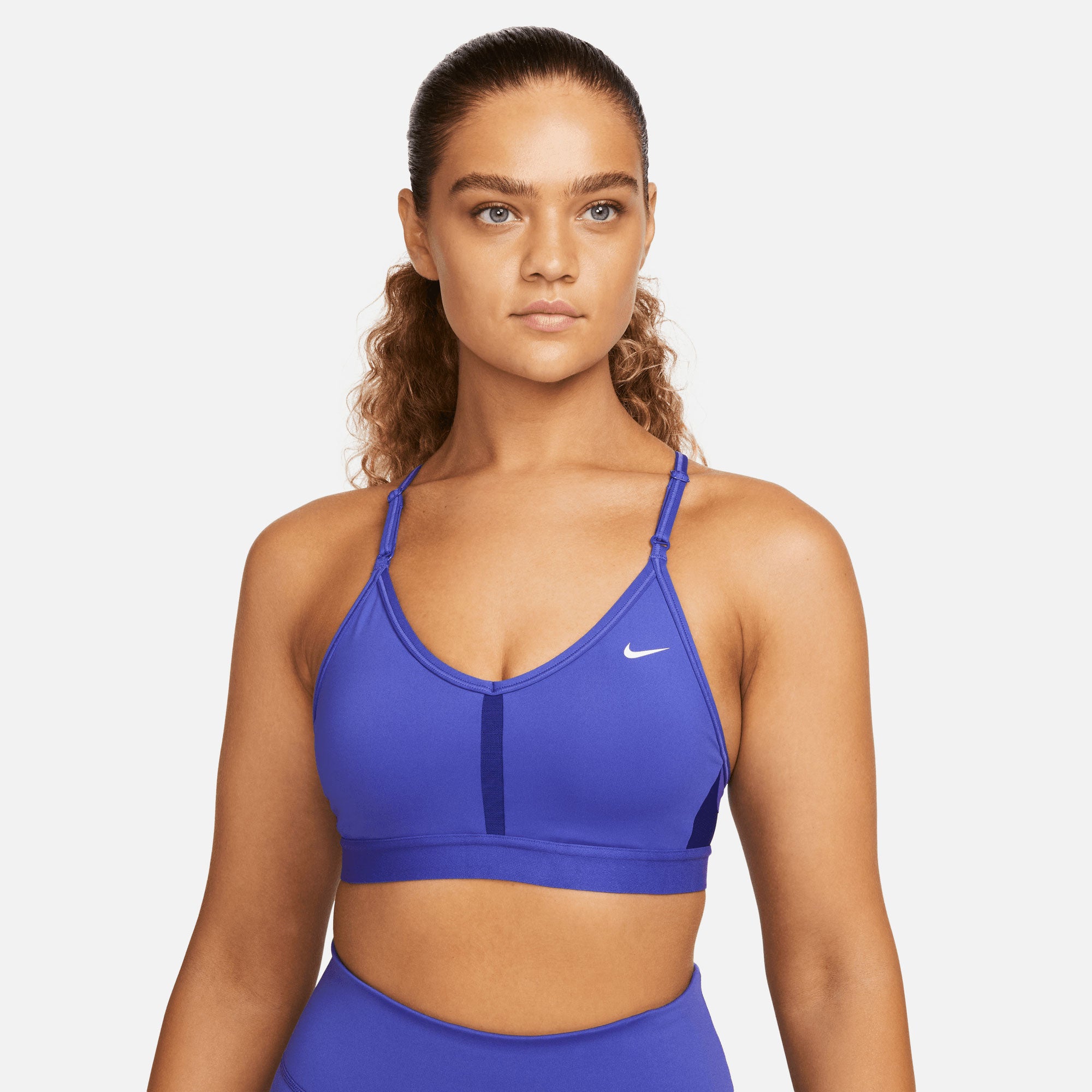 Nike Dri-FIT Indy Women's Light-Support Padded V-Neck Sports Bra Blue (1)