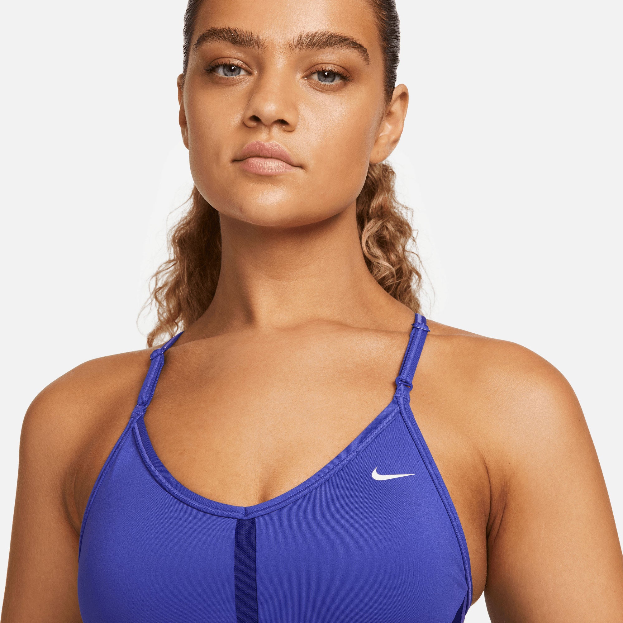 plunge neck sports bra - blue