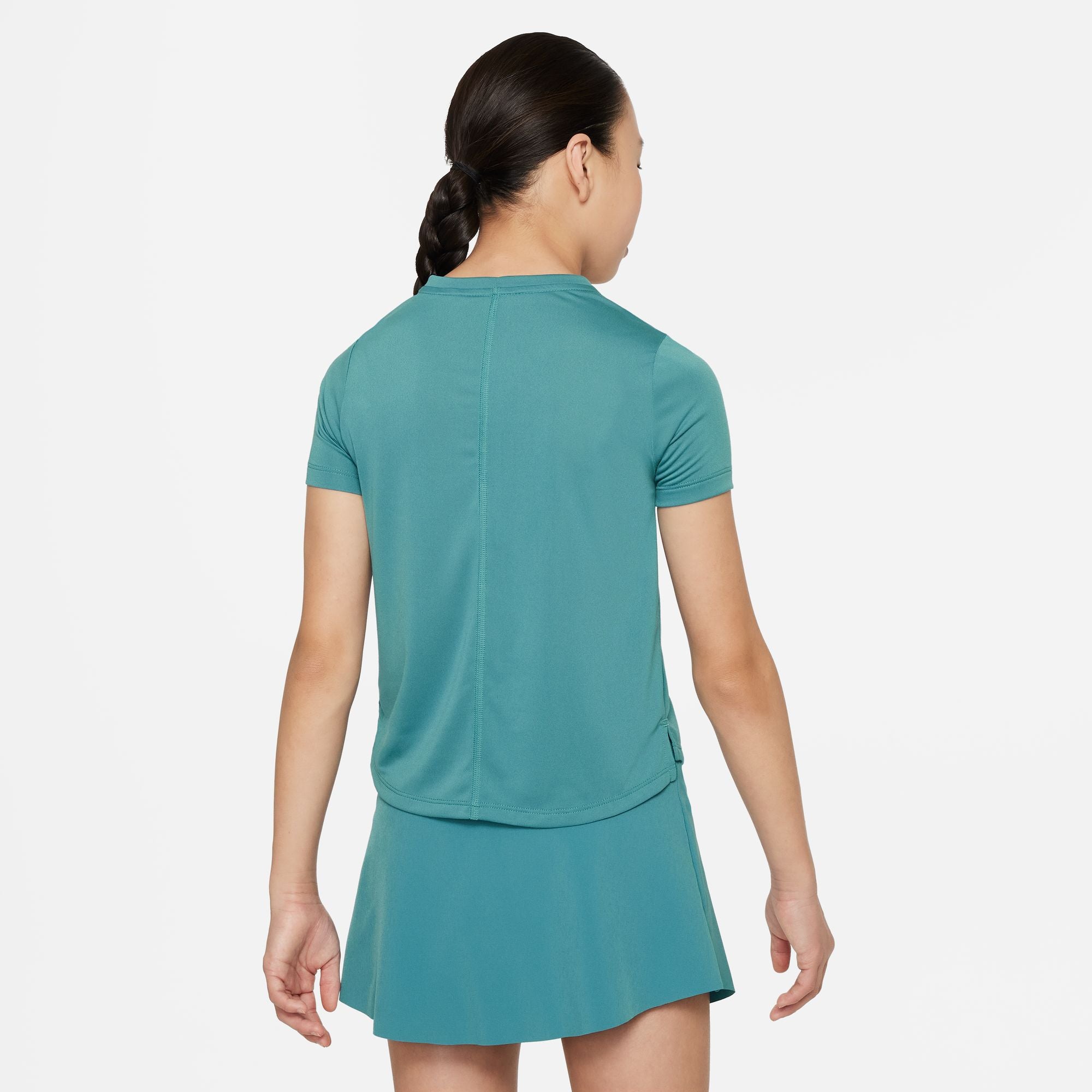 Nike Dri-FIT One Swoosh Girls' Short Sleeve Top Green (2)