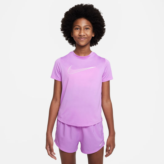 Nike Dri-FIT One Swoosh Girls' Short Sleeve Top Purple (1)