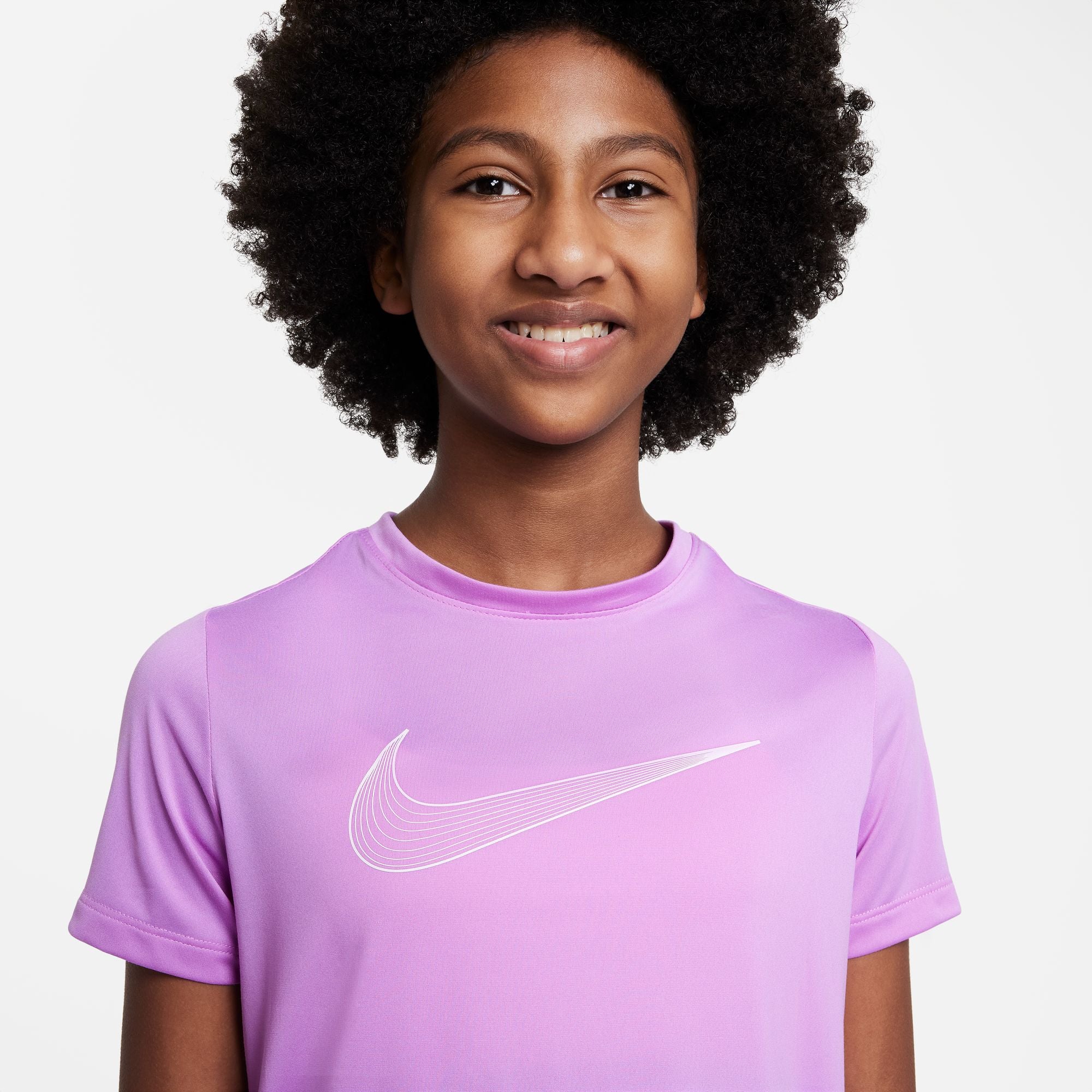 Nike Dri-FIT One Swoosh Girls' Short Sleeve Top Purple (3)