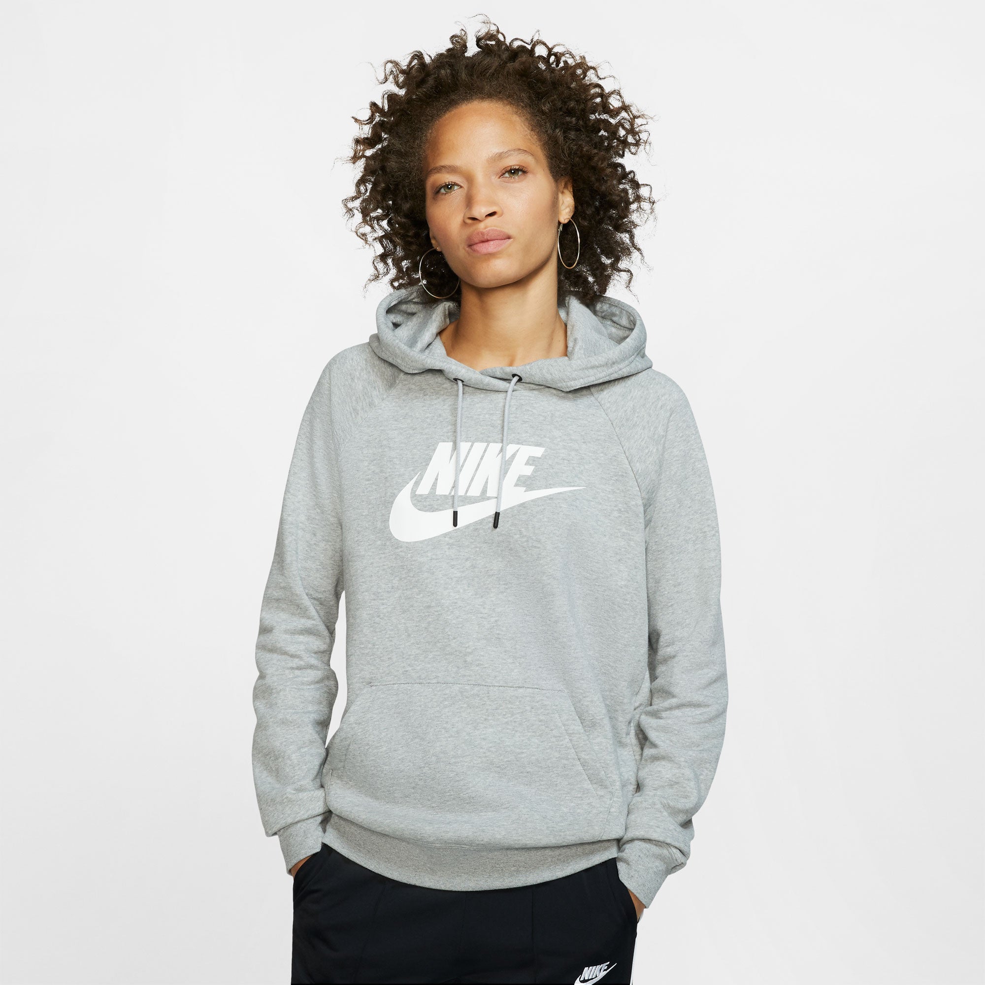 Nike Essential Women's Fleece Pullover Hoodie Grey (1)