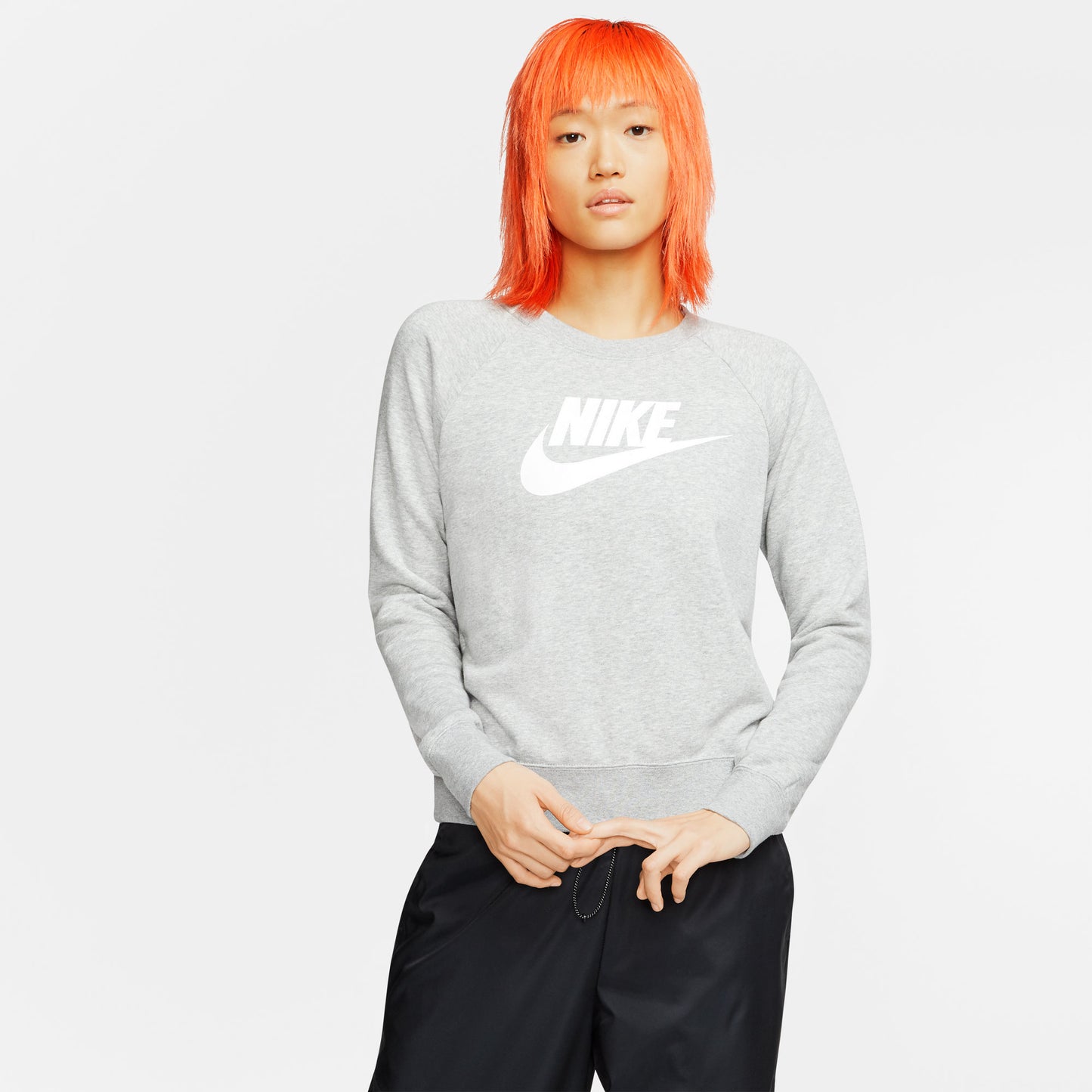 Nike Essential Women's Swoosh Fleece Crew Sweater Grey (1)
