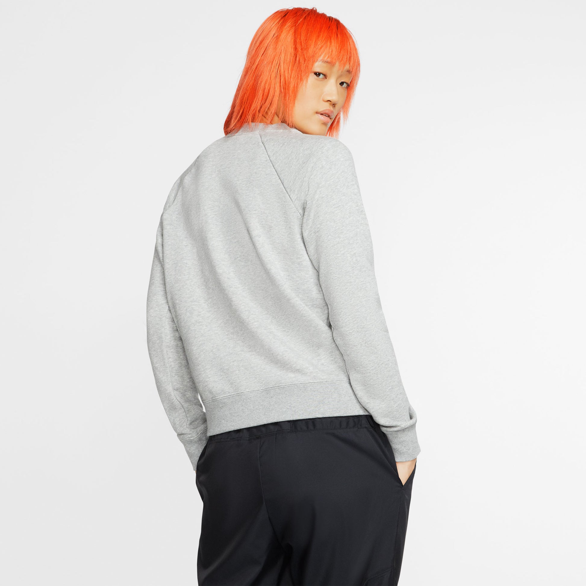 Nike Essential Women's Swoosh Fleece Crew Sweater Grey (2)