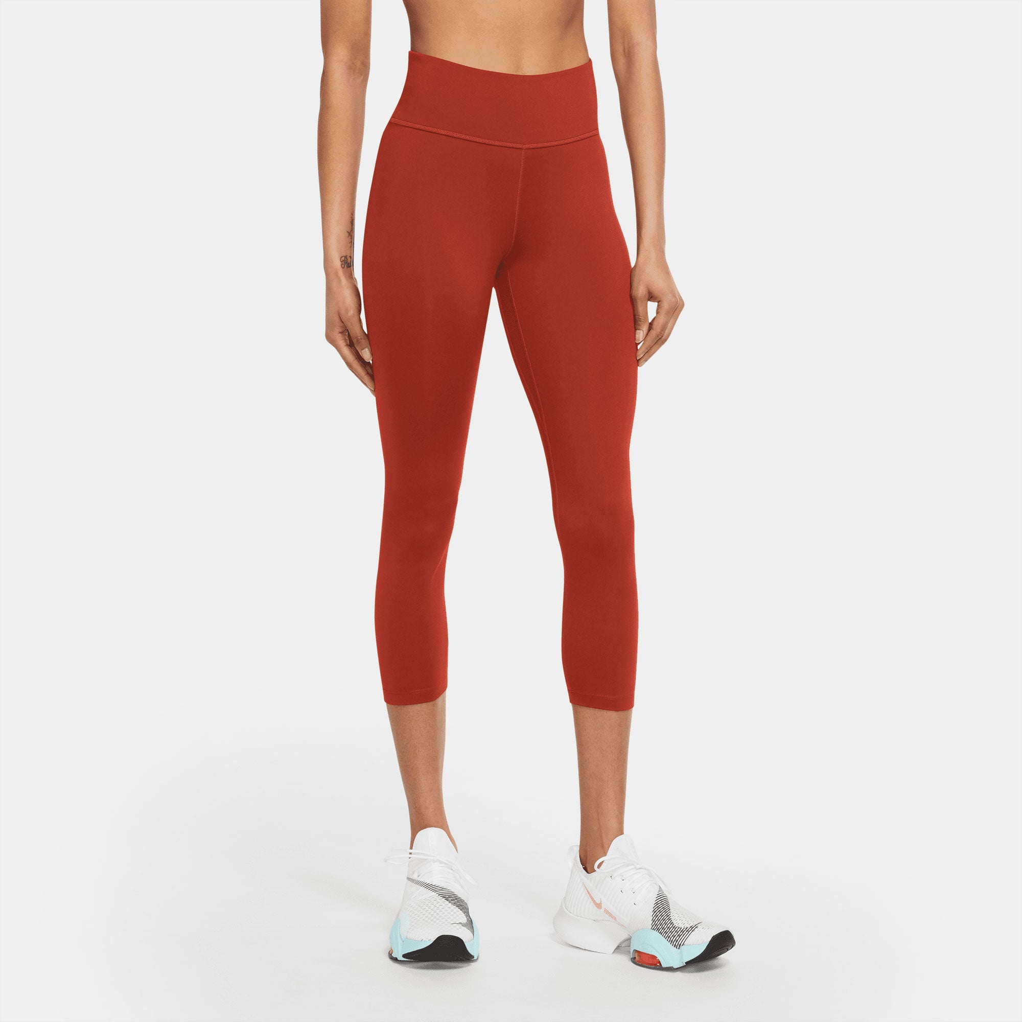 Nike One Dri-FIT Women's Mid-Rise Crop Tights Red (1)