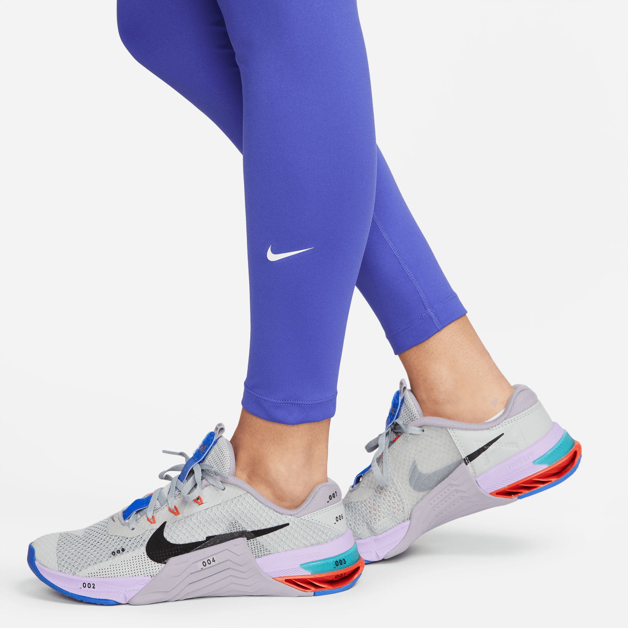 Nike Women's Dri-Fit Legendary Mid Rise Training Tights (Cool Grey/Sky  Blue, Large) 