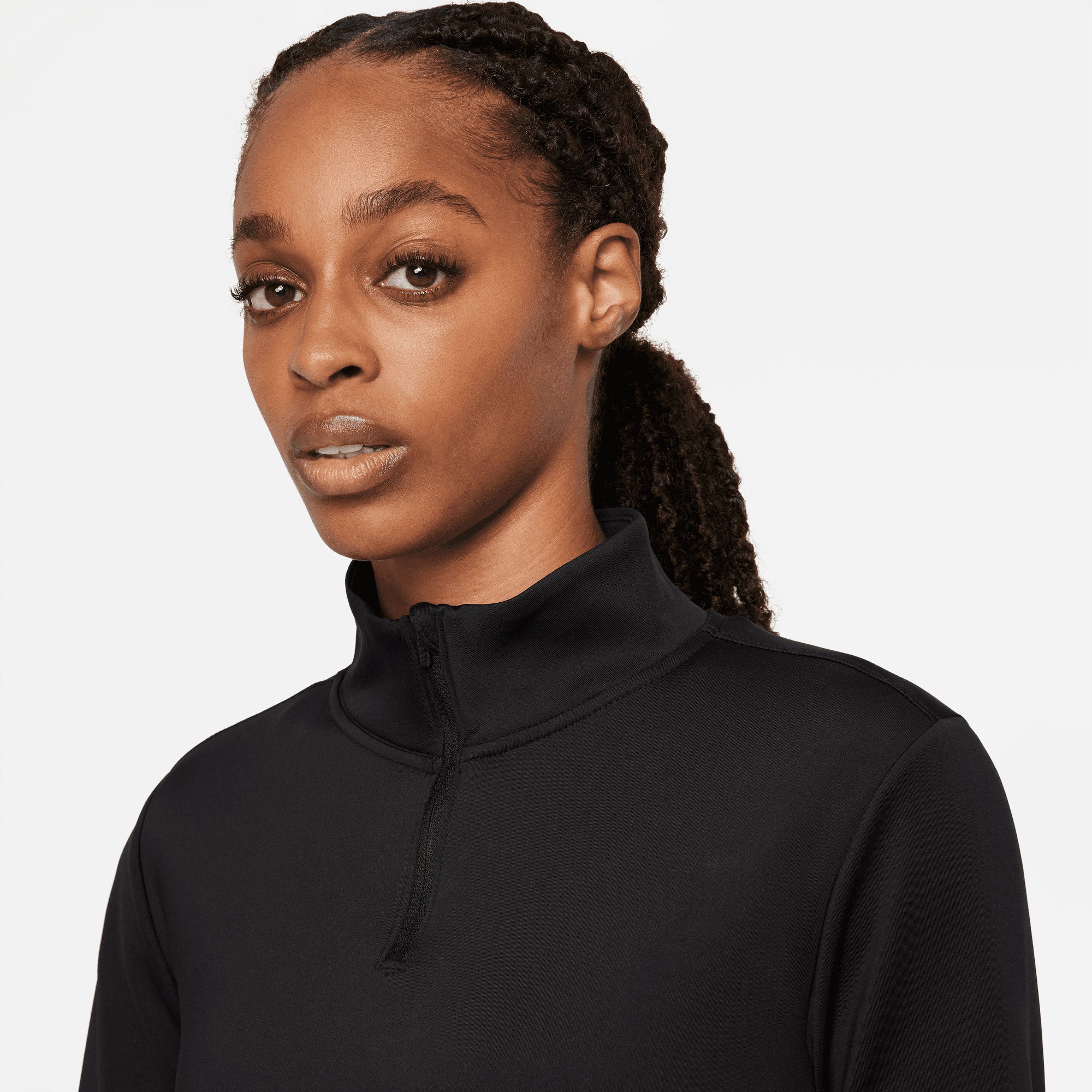 Nike half zip top women's black sale