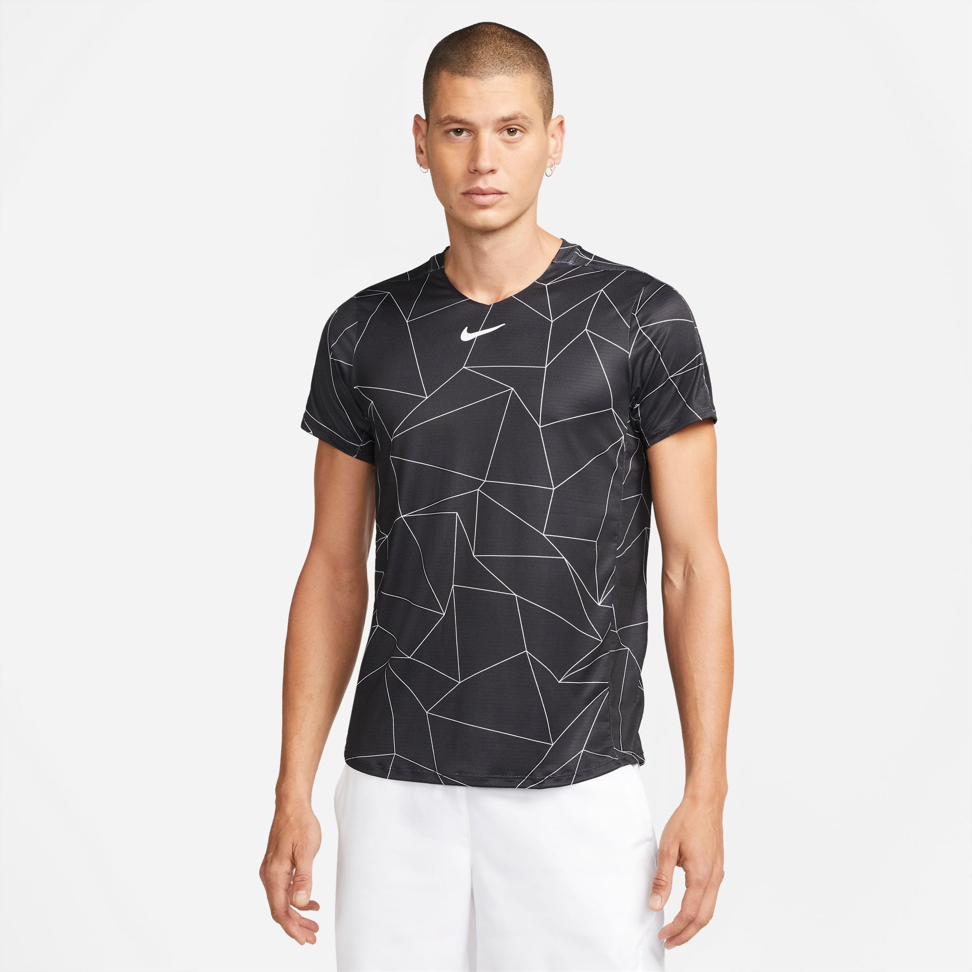 NikeCourt Dri-FIT Advantage Men's Printed Tennis Shirt Black (1)