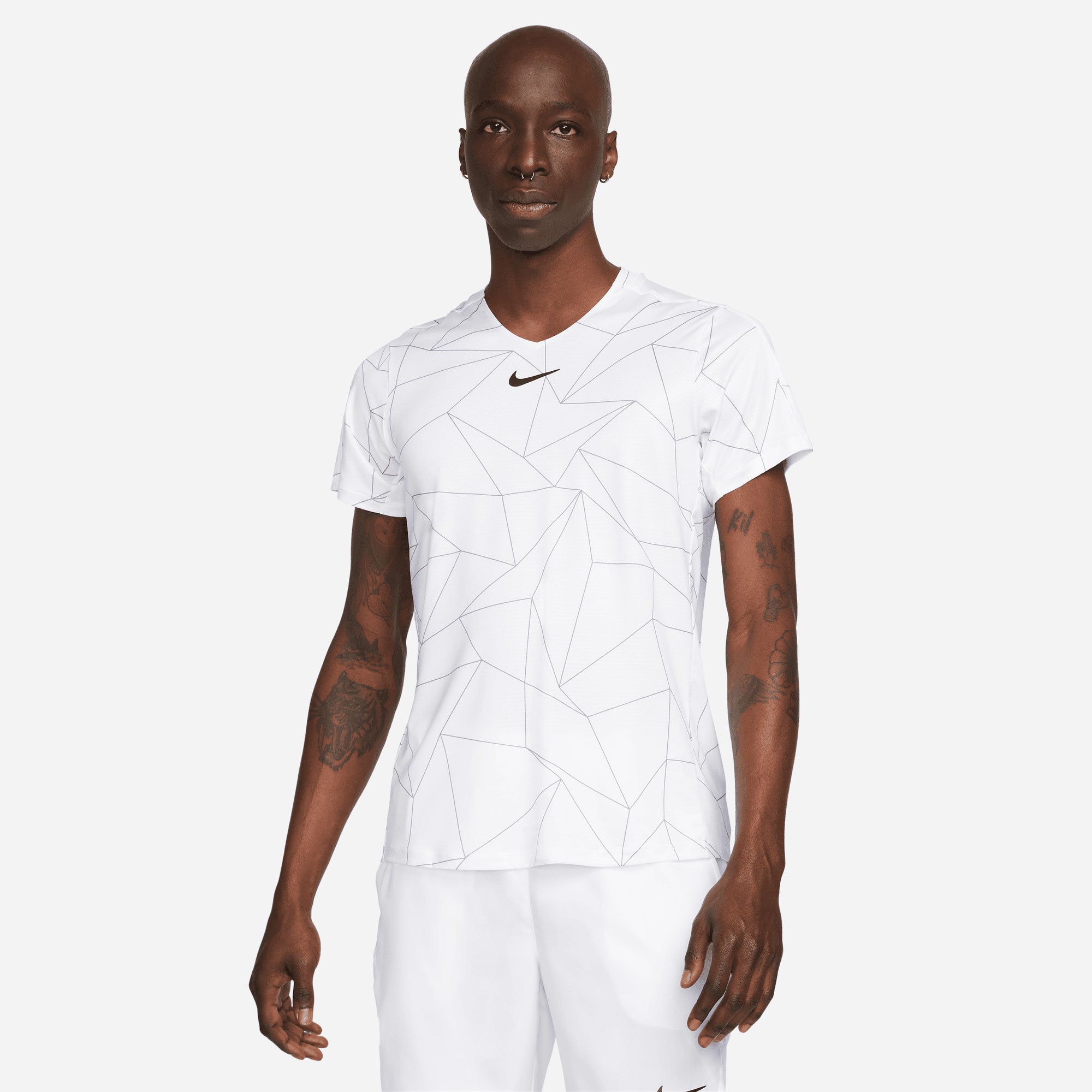 NikeCourt Dri-FIT Advantage Men's Printed Tennis Shirt White (1)