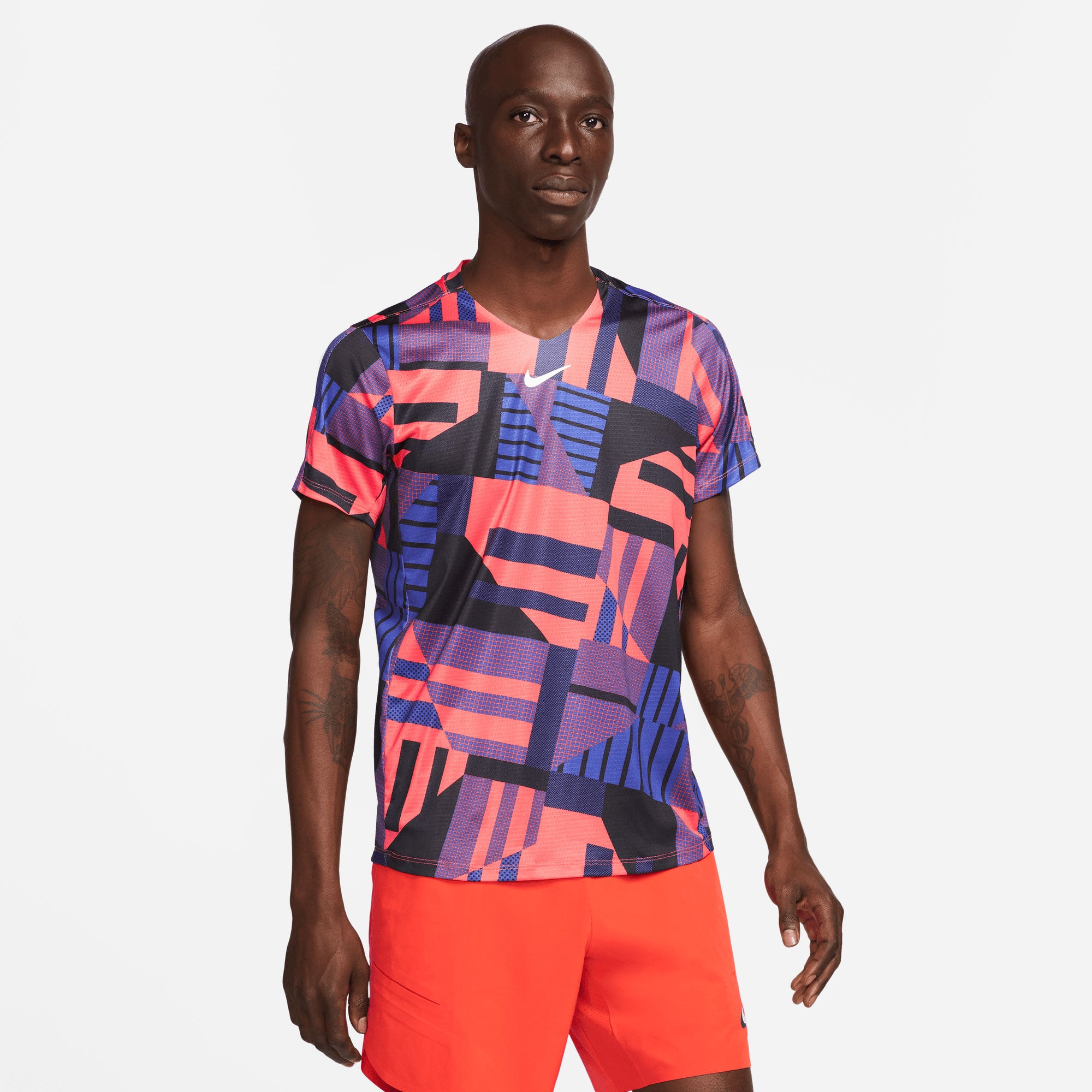 NikeCourt Dri-FIT Advantage Men's Printed Tennis Shirt Red (1)