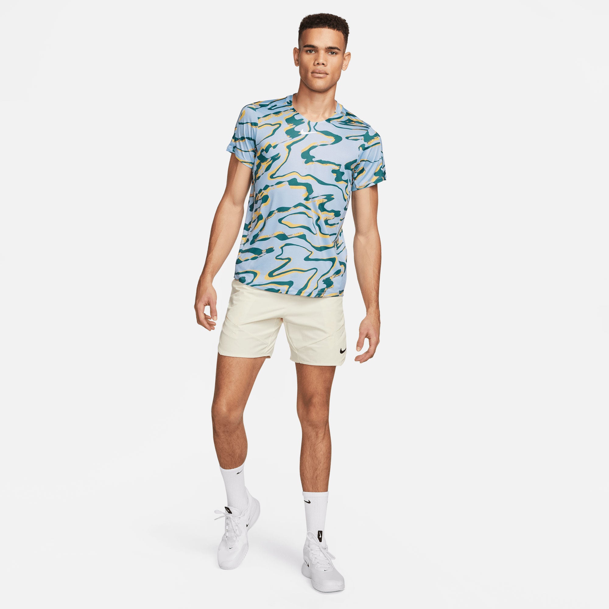 NikeCourt Dri-FIT Advantage Men's Printed Tennis Shirt Blue (5)
