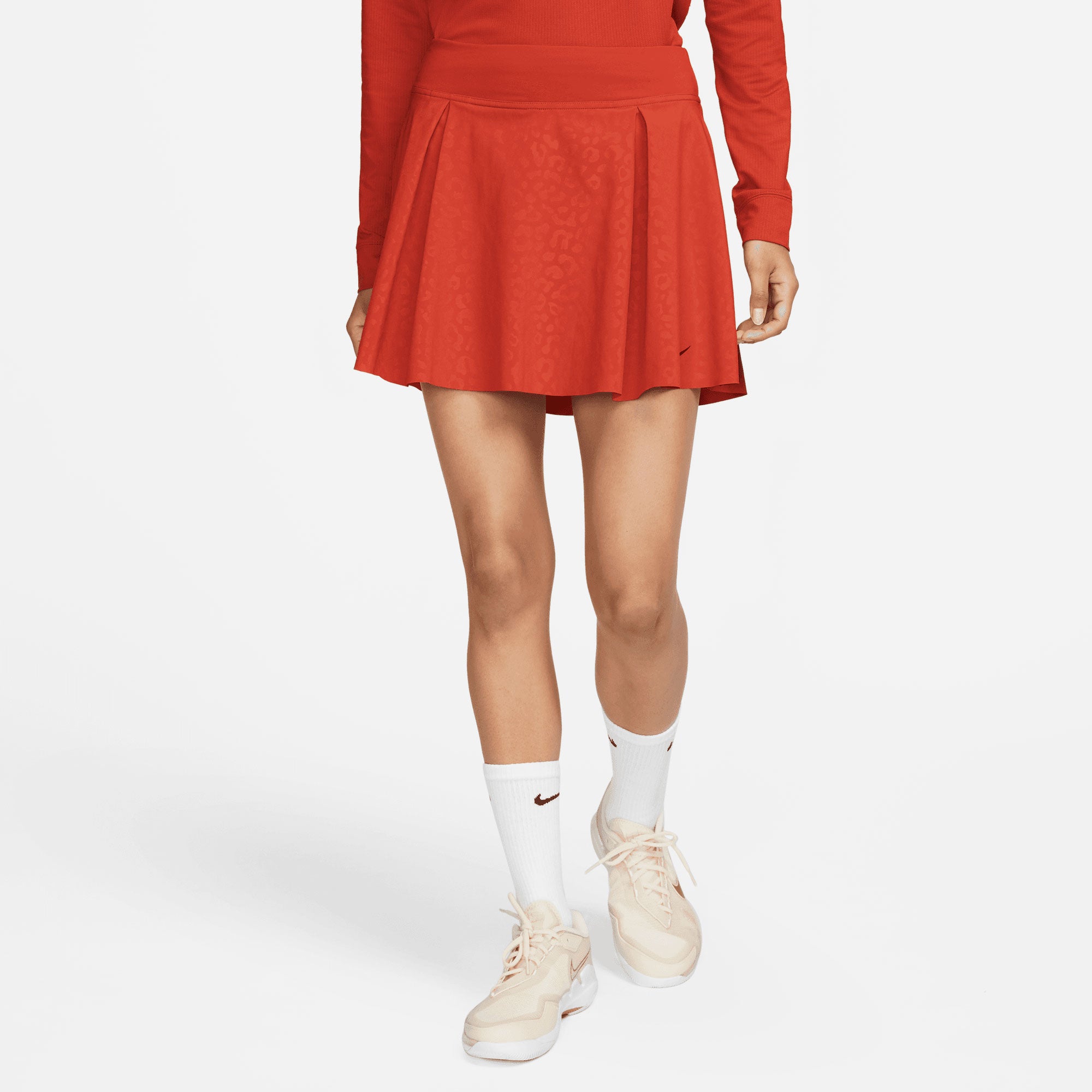 NikeCourt Dri-FIT Club Women's Printed Tall Tennis Skirt Red (1)