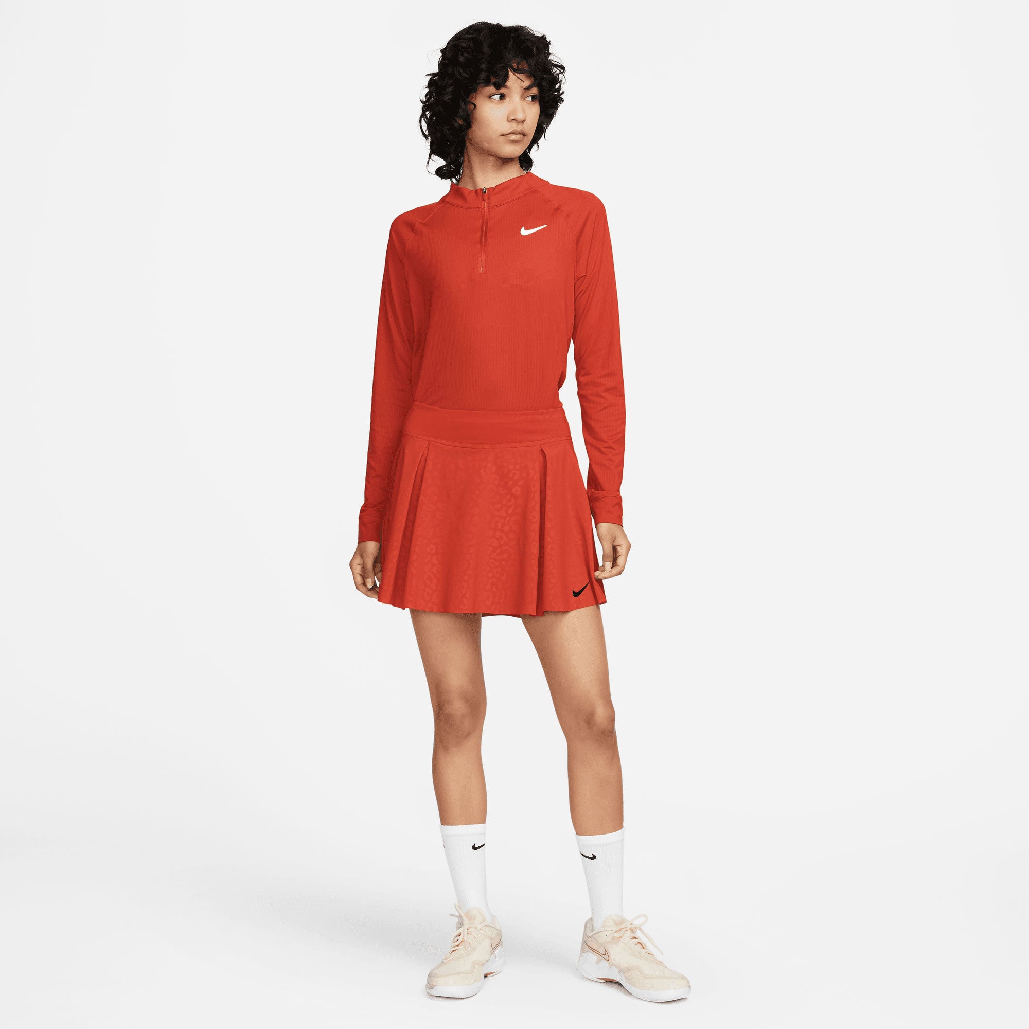 NikeCourt Dri-FIT Club Women's Printed Tall Tennis Skirt Red (7)