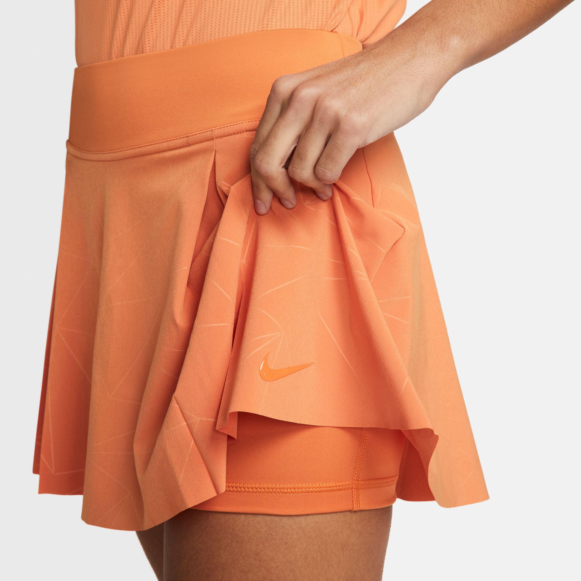 NikeCourt Dri-FIT Club Women's Printed Tennis Skirt Orange (6)