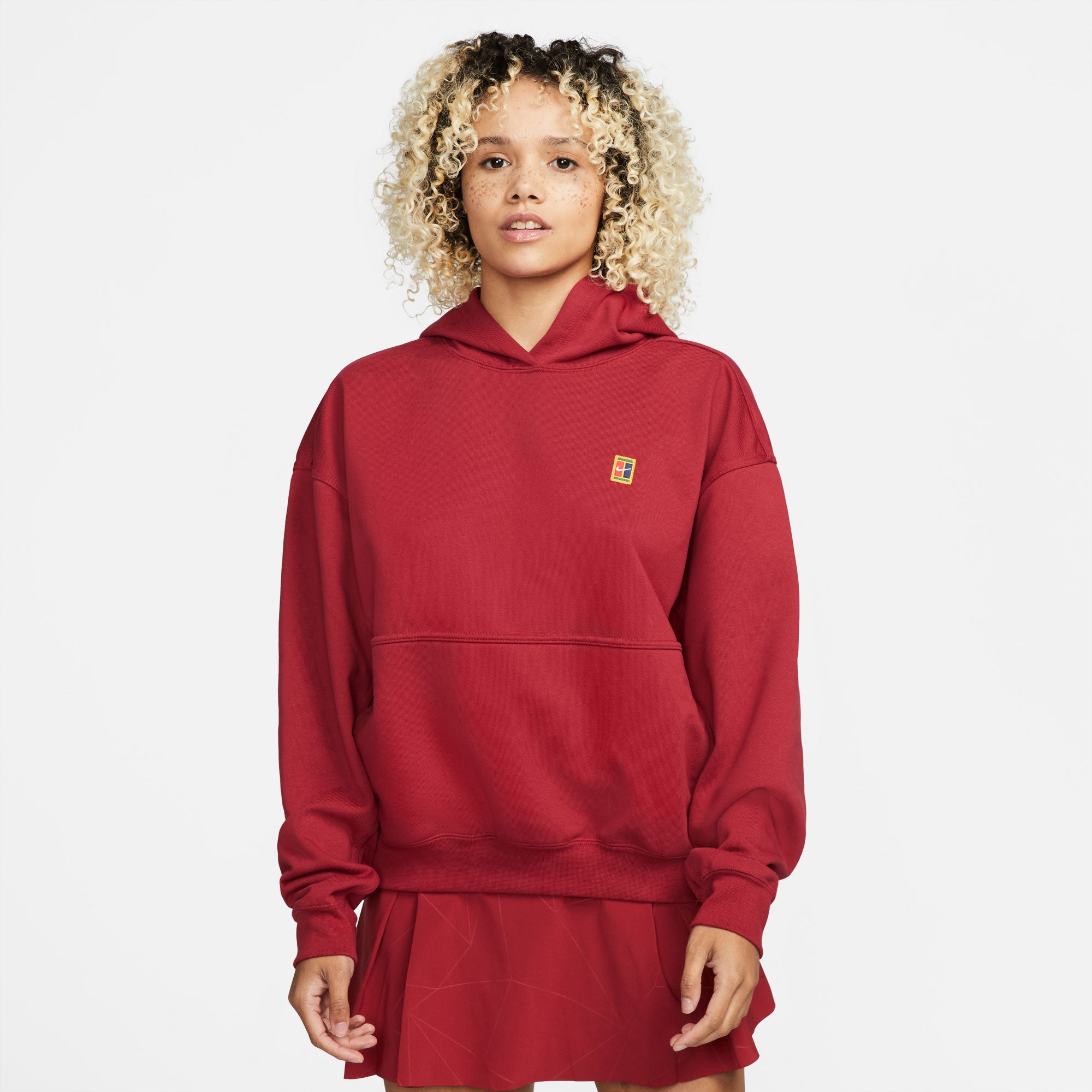 NikeCourt Dri-FIT Heritage Women's Fleece Tennis Hoodie Red (1)