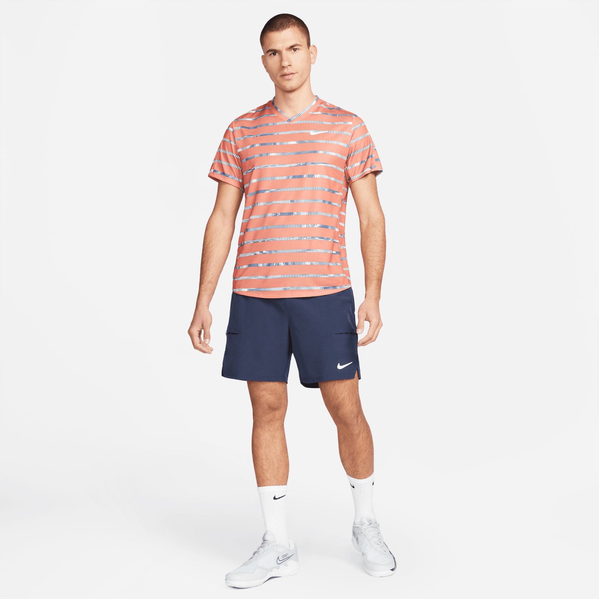 NikeCourt Dri-FIT Victory Men's Printed Tennis Shirt Orange (4)