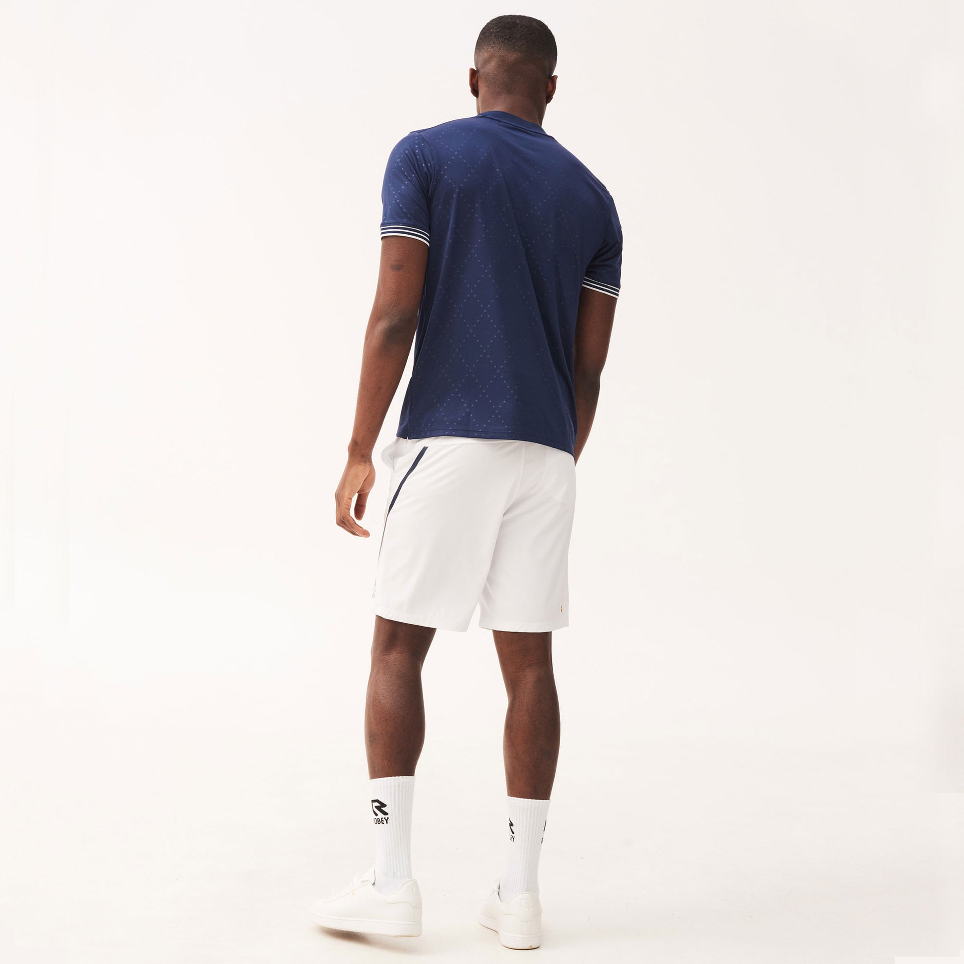 Robey Grip Men's 9-Inch Tennis Shorts White/Dark Blue (4)