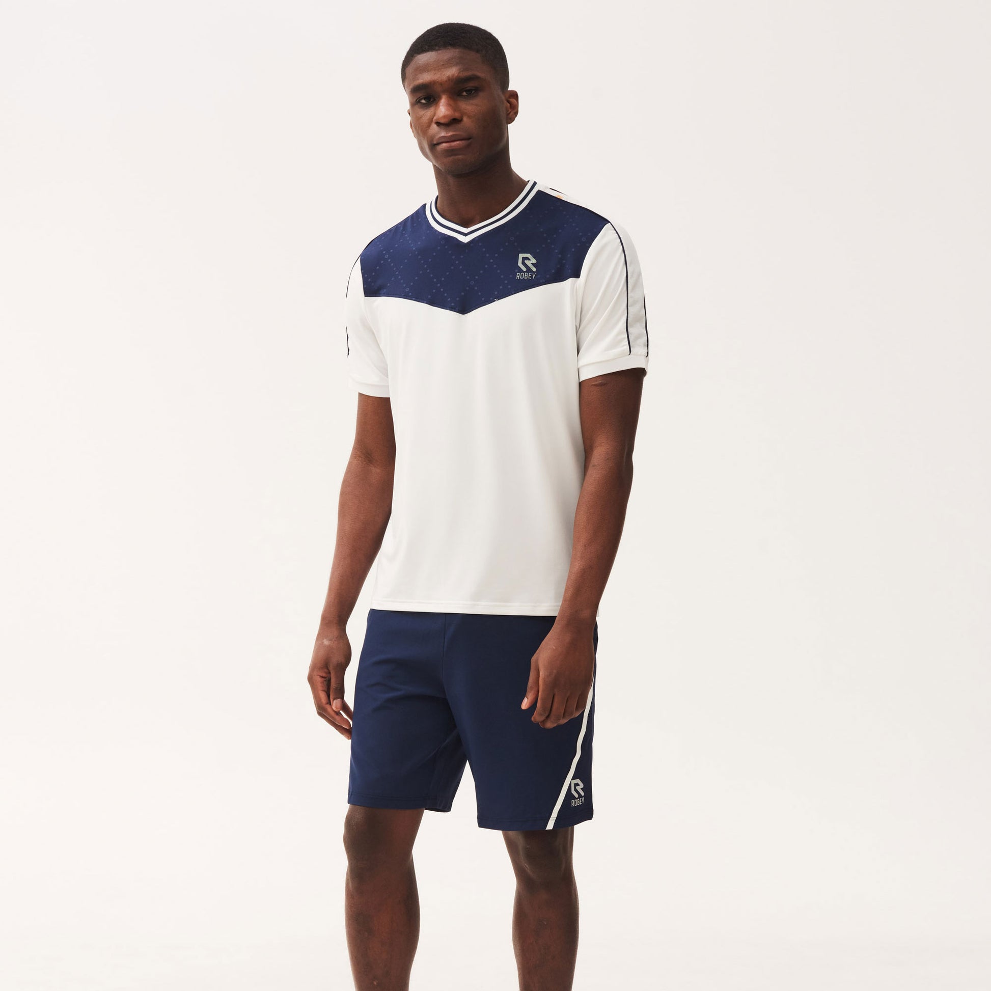 Robey Kick Men's V-Neck Tennis Shirt White (1)